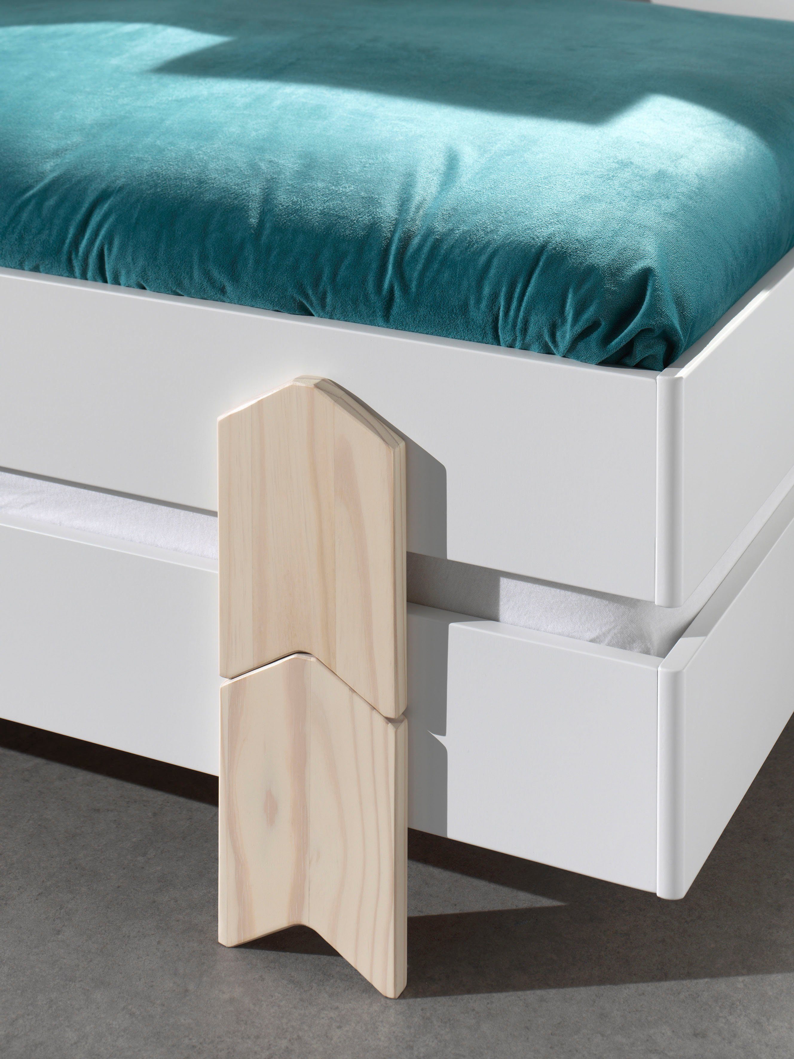 Vipack Kinderledikant Modulo Tienerbed, 1-persoons, stapelbed met poten in pijl-look