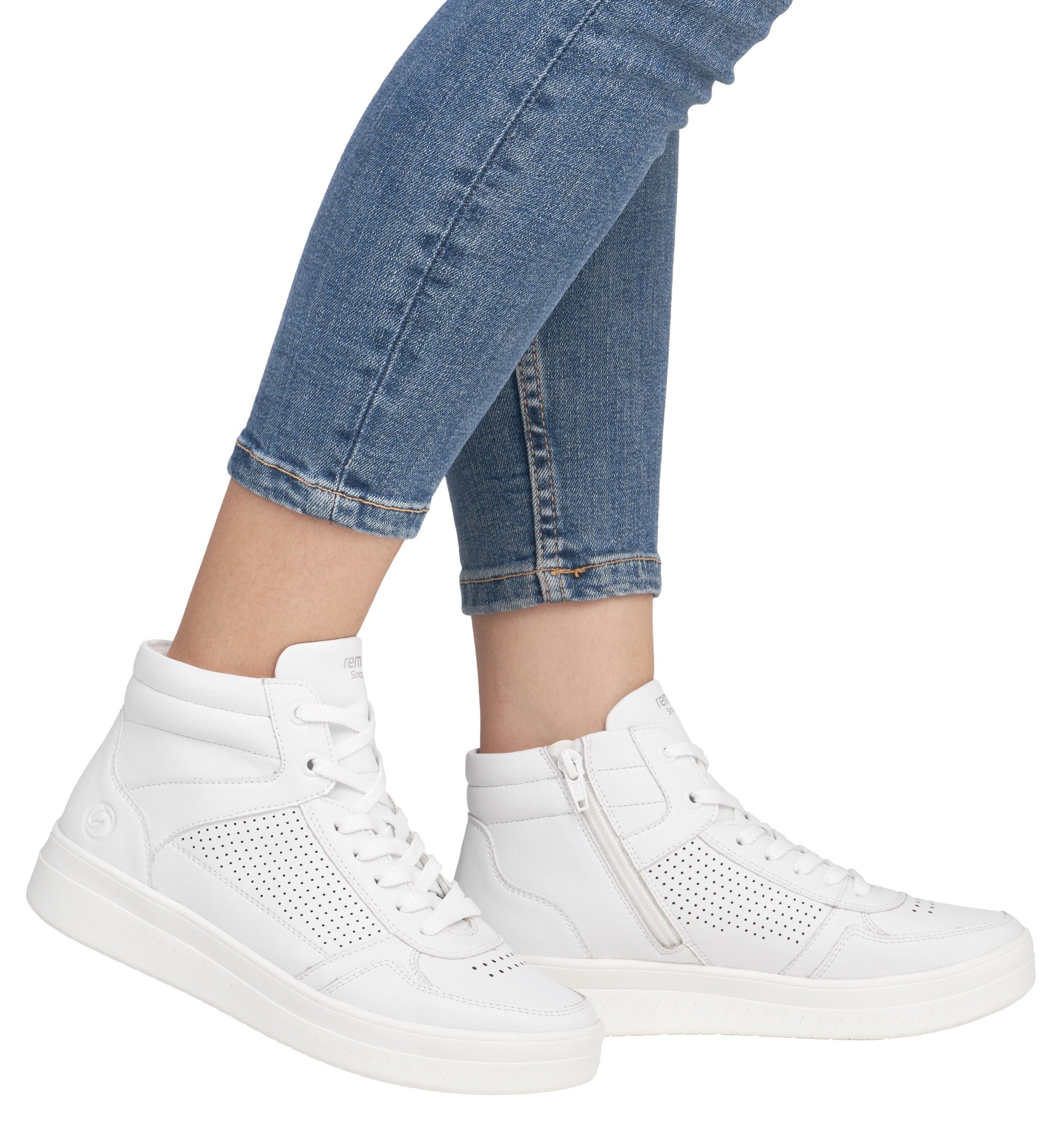 Remonte Plateausneakers , vrijetijdsschoen, veterschoen, high top sneaker met contrasterende afwerking
