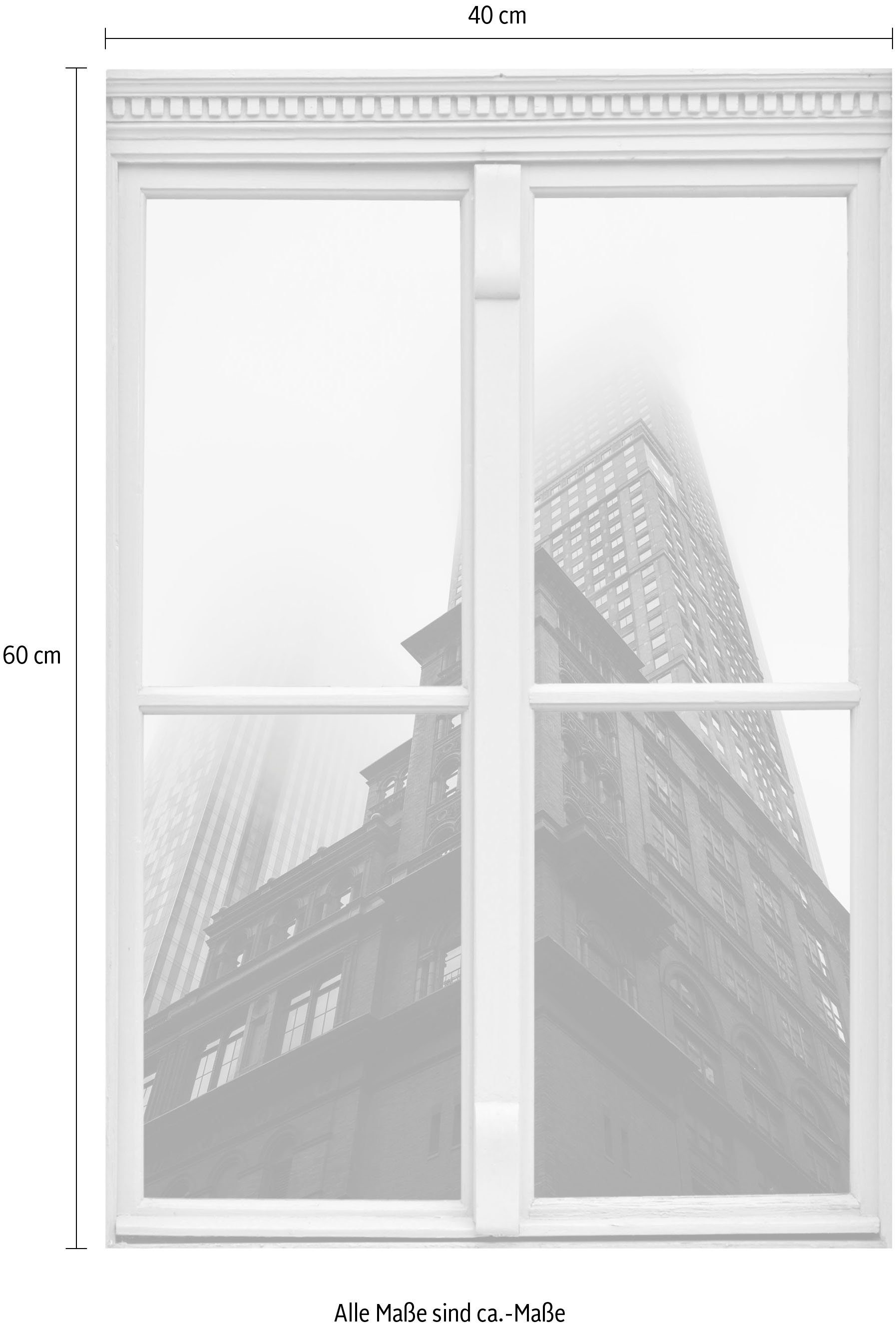 queence Wandfolie Flatgebouw Muursticker, muurdecoratie, zelfklevend, 3D, raam