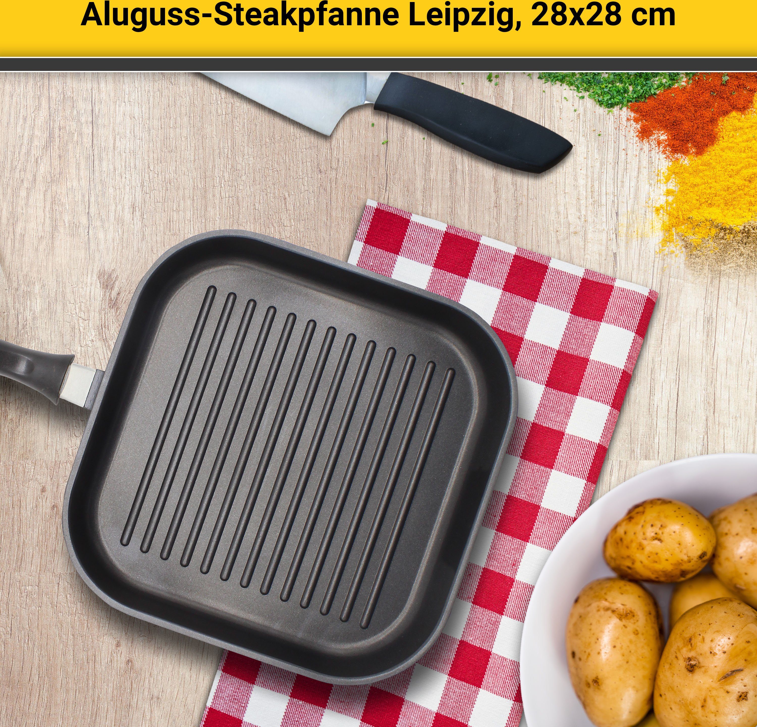 Krüger Steakpan Aluguss grill-/ steakpan LEIPZIG, 28 x 28 cm (1-delig)