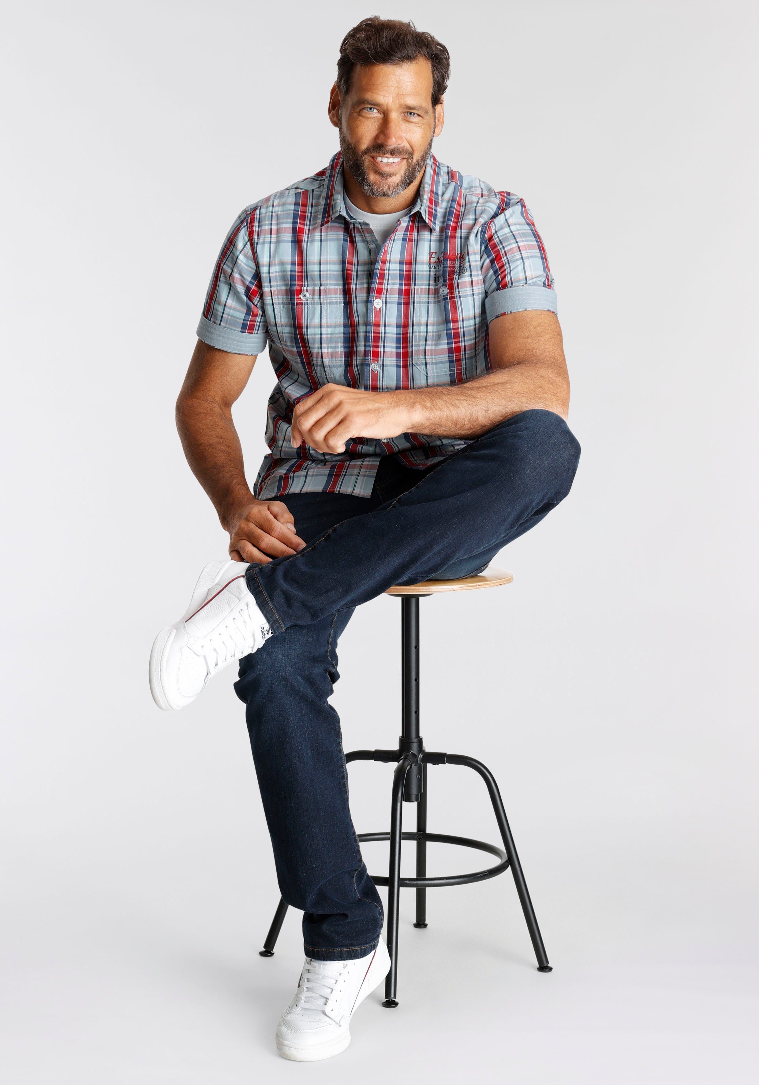 Man's World Overhemd met korte mouwen met kleine print op de borst