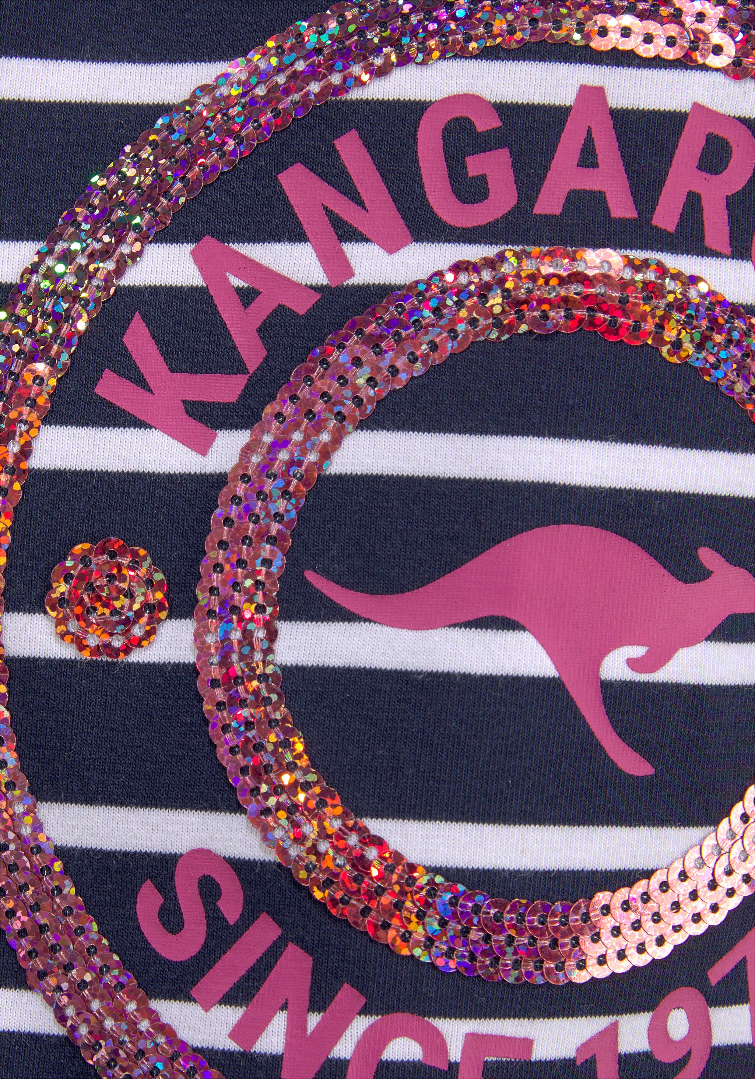 KangaROOS Shirt met lange mouwen Gestreept shirt met sequins-applicatie