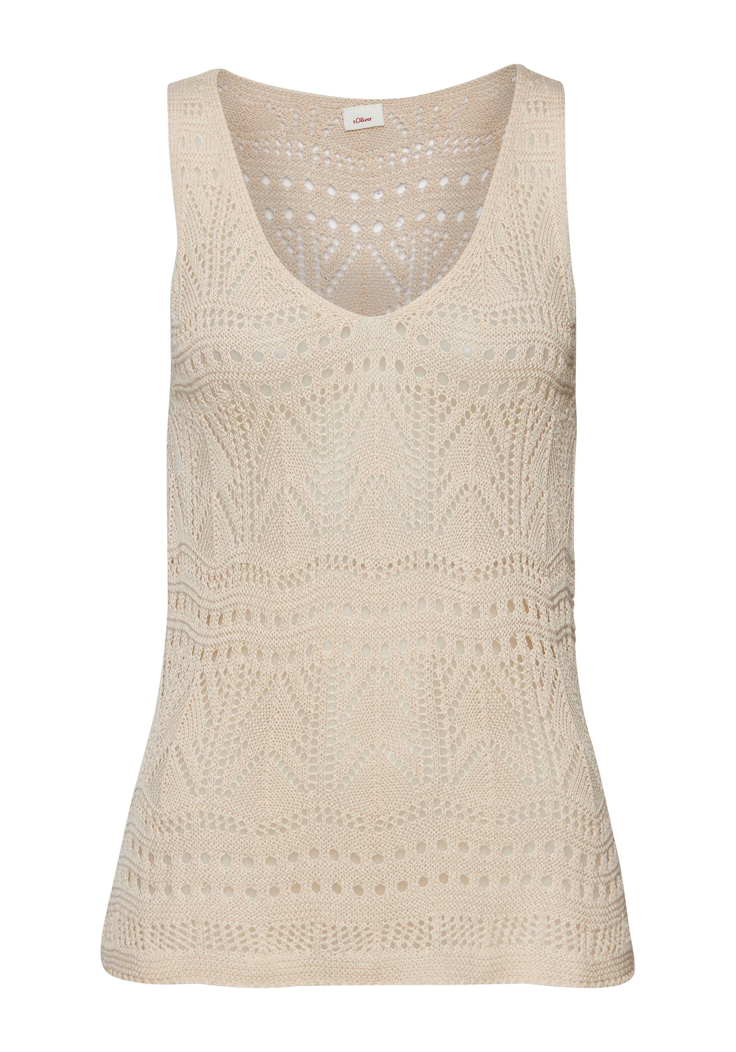 s.Oliver RED LABEL Beachwear Gebreide top met semi-transparant ajourpatroon strandtop met gaatjespatroon