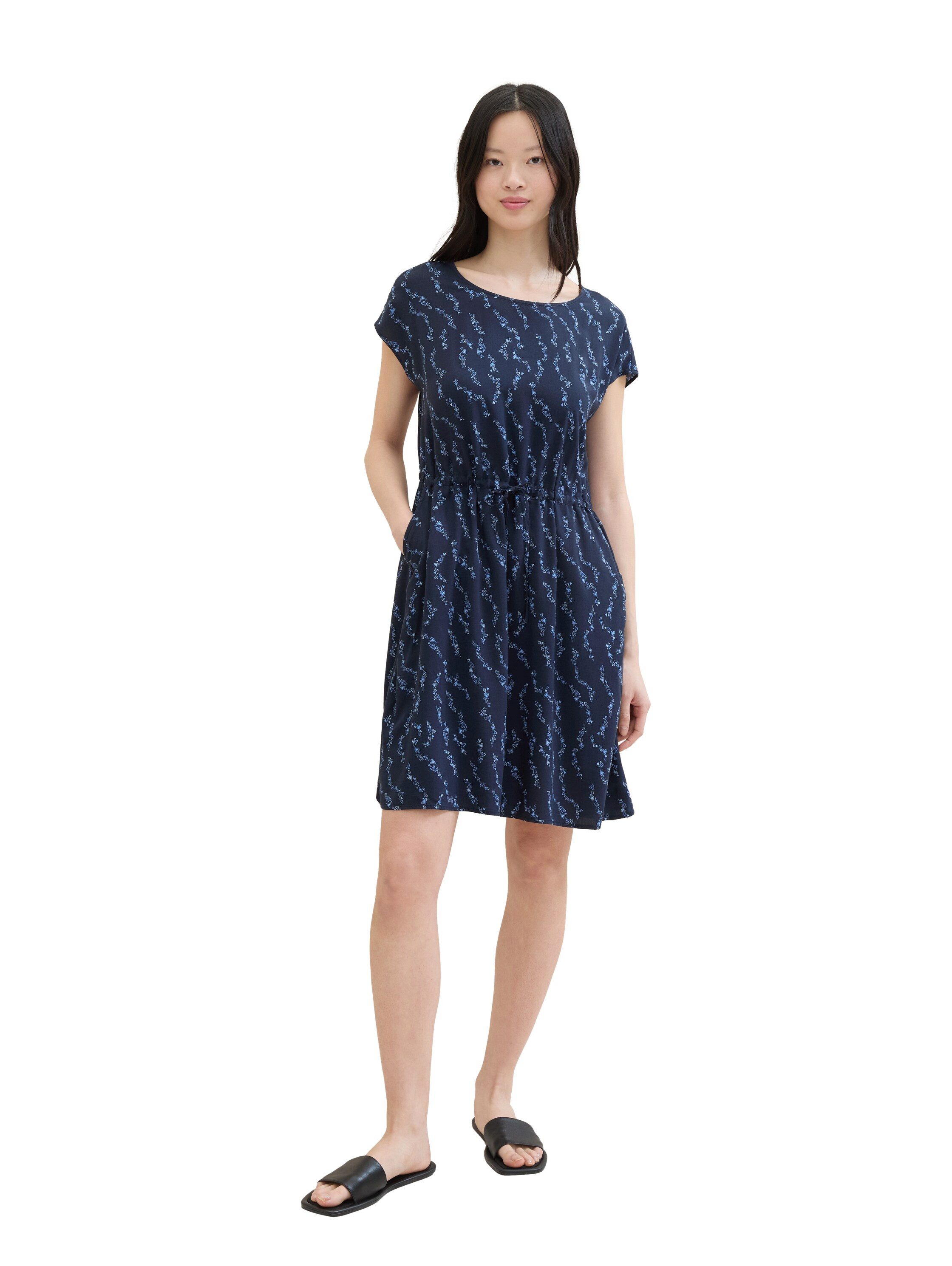 Tom Tailor Denim Gedessineerde jurk in midi-look en met insteekzakken