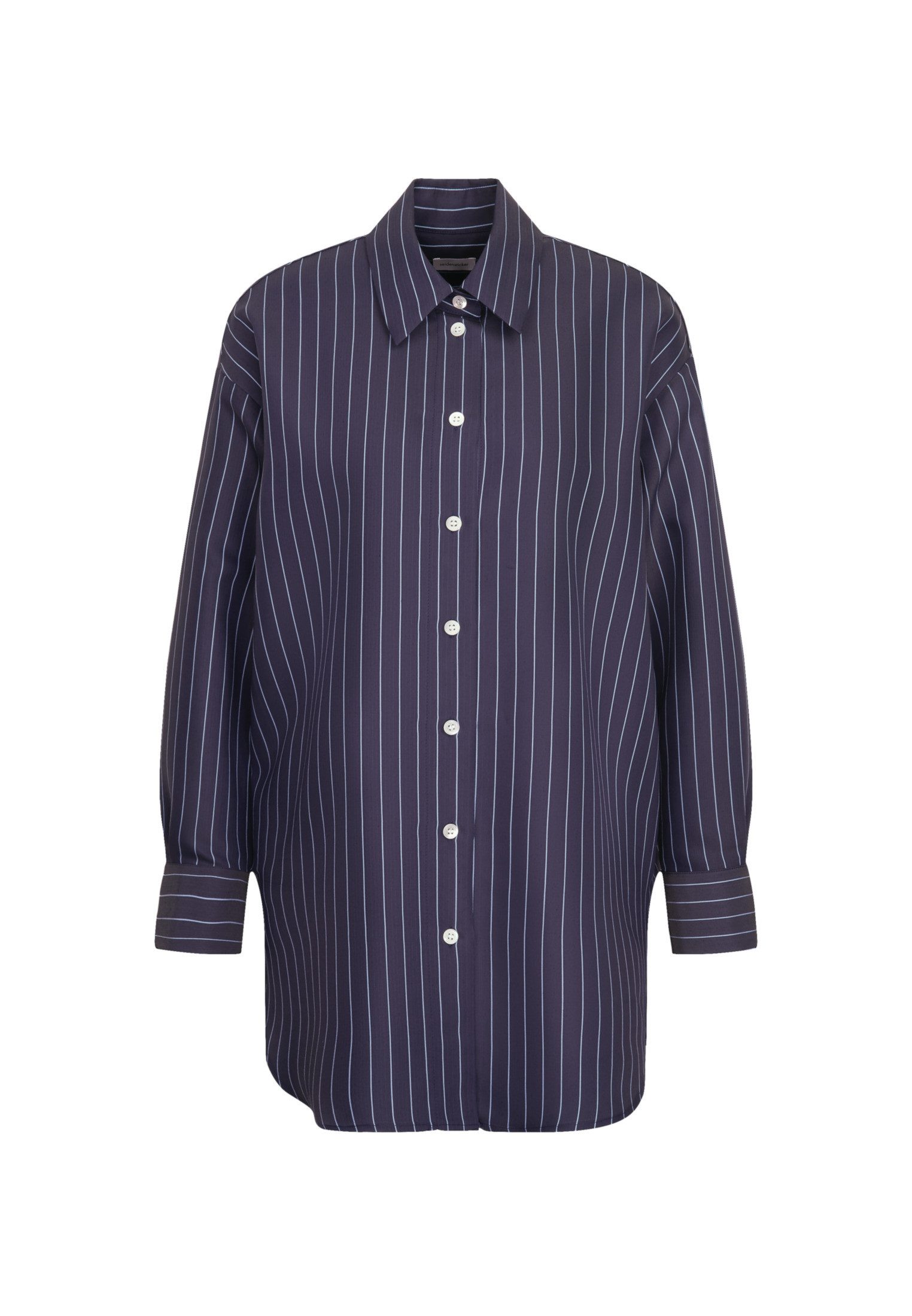 seidensticker Lange blouse Zwarte roos Lange mouwen kraag strepen