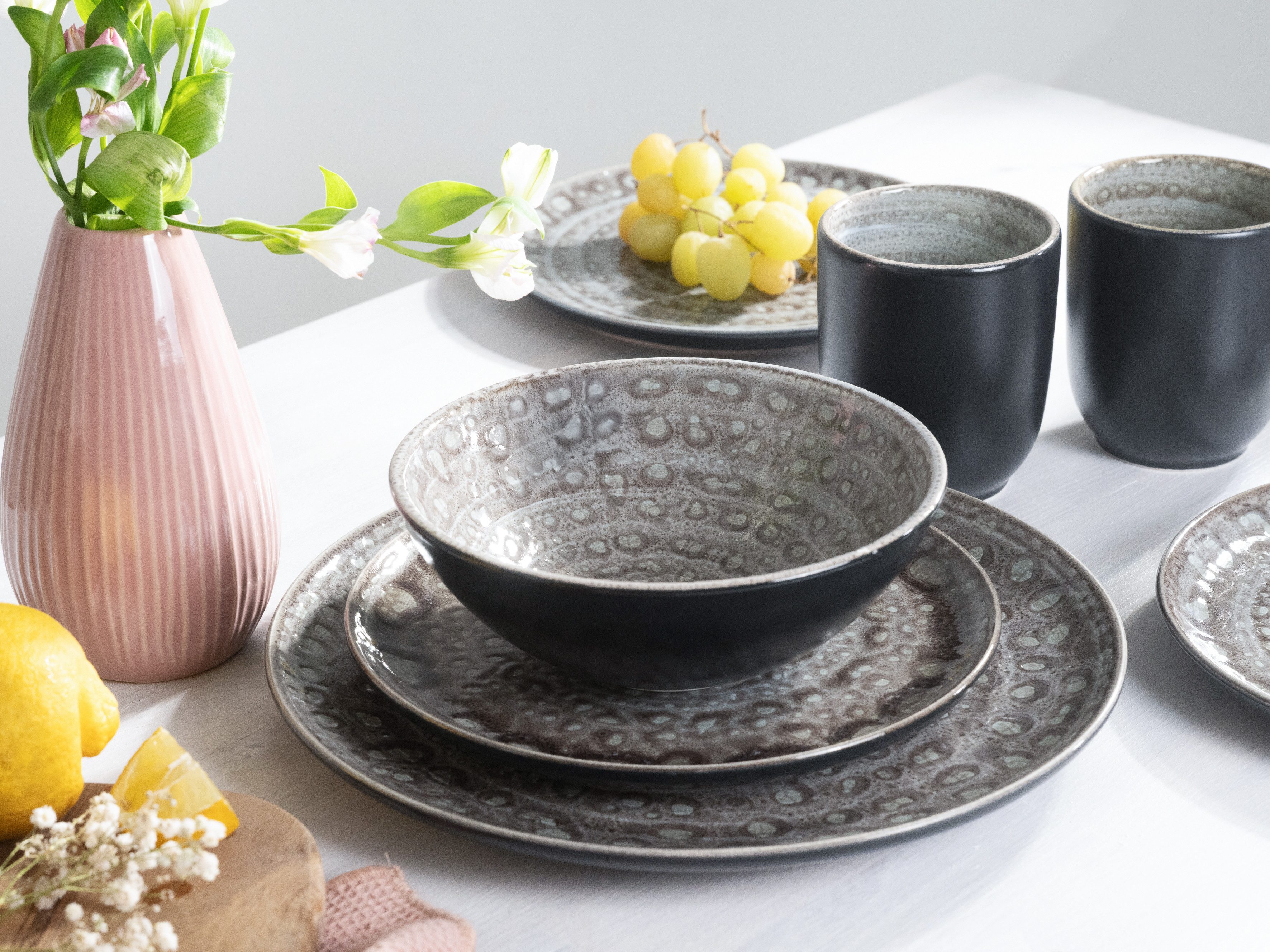CreaTable Combi-servies Servies-set Villa Romana Servies, ambachtelijk karakter, 16 delen, voor 4 personen (set, 16-delig)