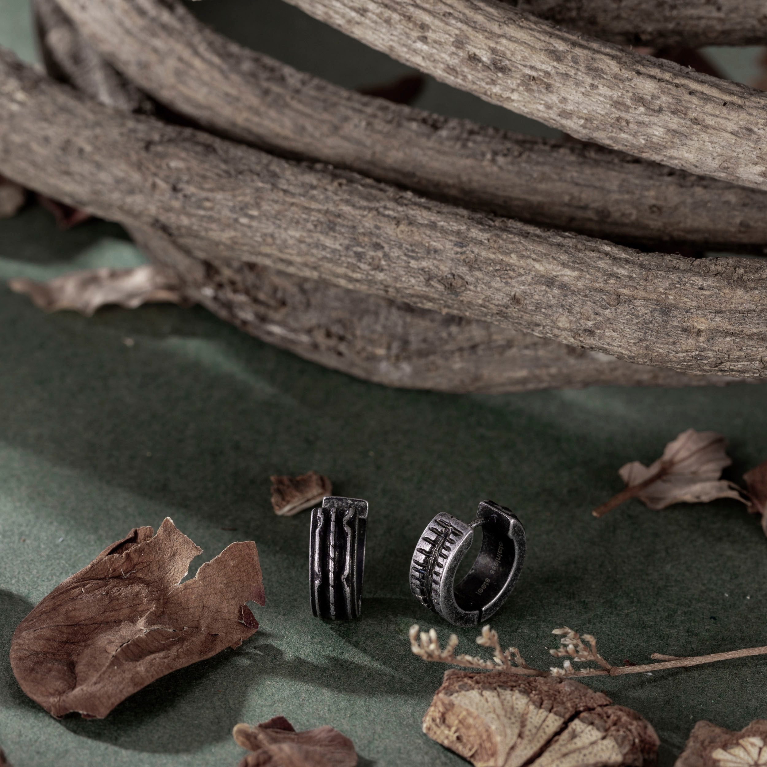 Firetti Single-oorring Sieraden cadeau roestvrijstalen oorjuwelen oorbel hout