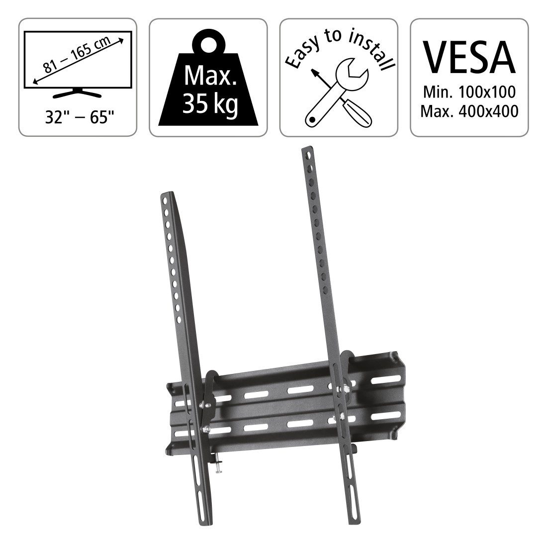 Hama Tv-wandhouder Wandbeugel (kantelbaar, VESA 400x400, 32"- 65")