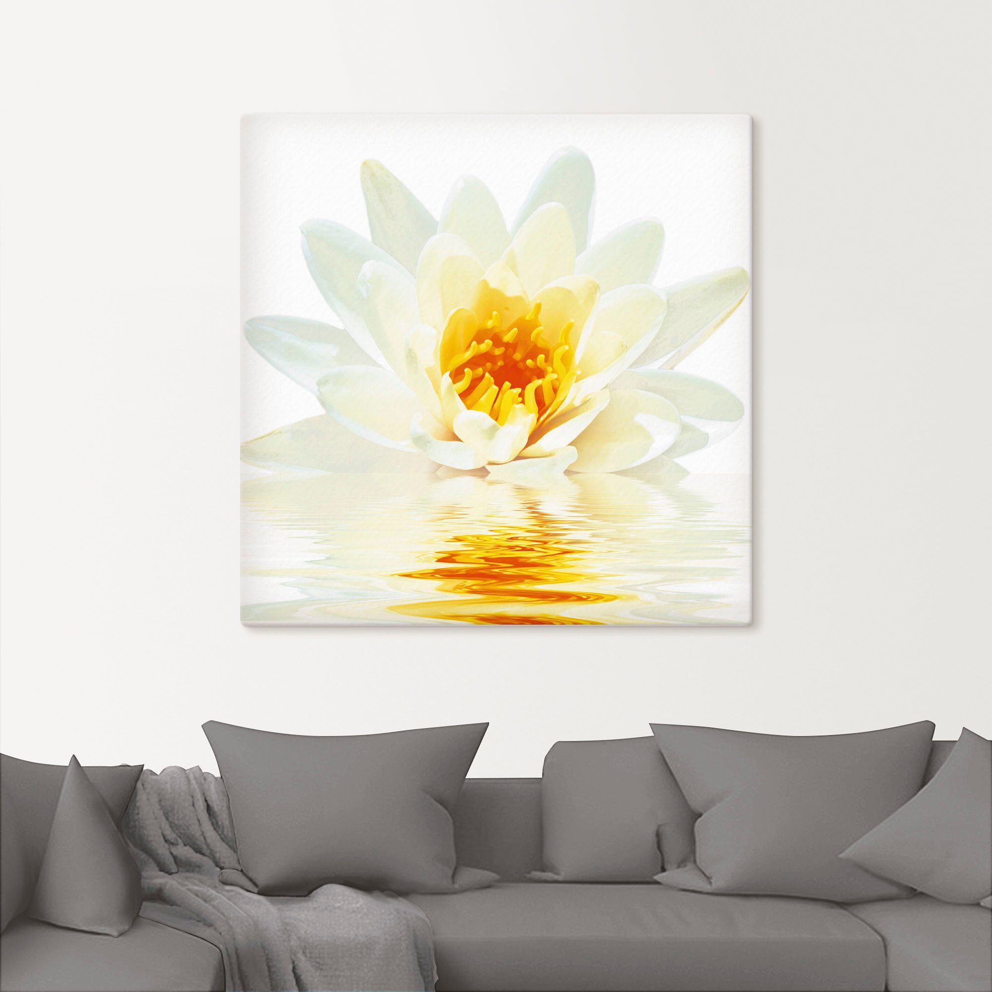 Artland Artprint Lotusbloem drijft op het water als artprint op linnen in verschillende maten