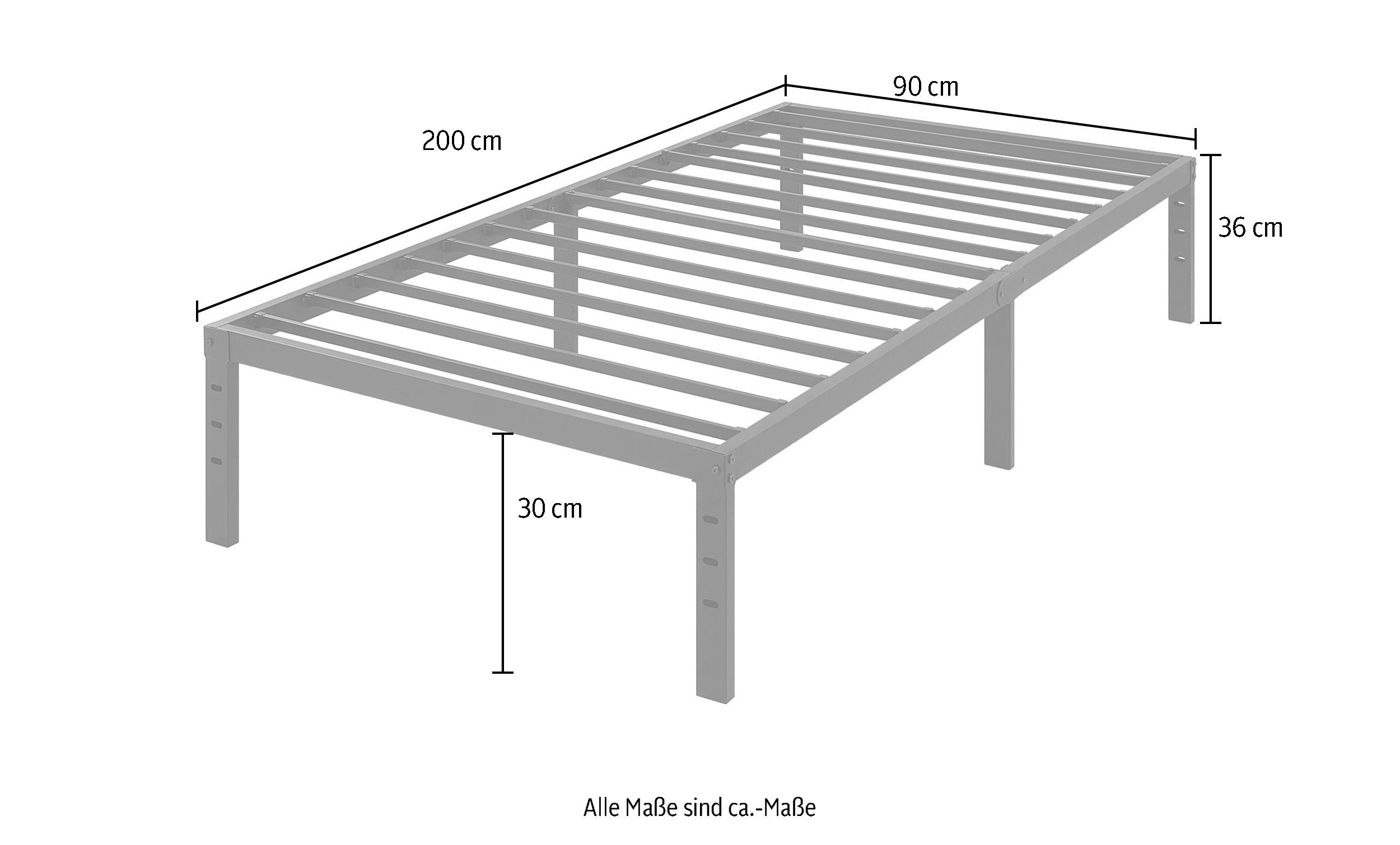 ATLANTIC home collection Metalen ledikant Rafael Platform bed, met opbergruimte