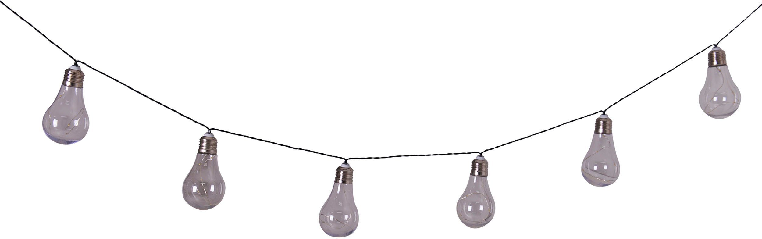 näve Led-lichtsnoer Gloeilamp Zonne-energie, 10 heldere gloeilampen, warmwit, incl. zonnepaneel, lengte 300 cm (1 stuk)