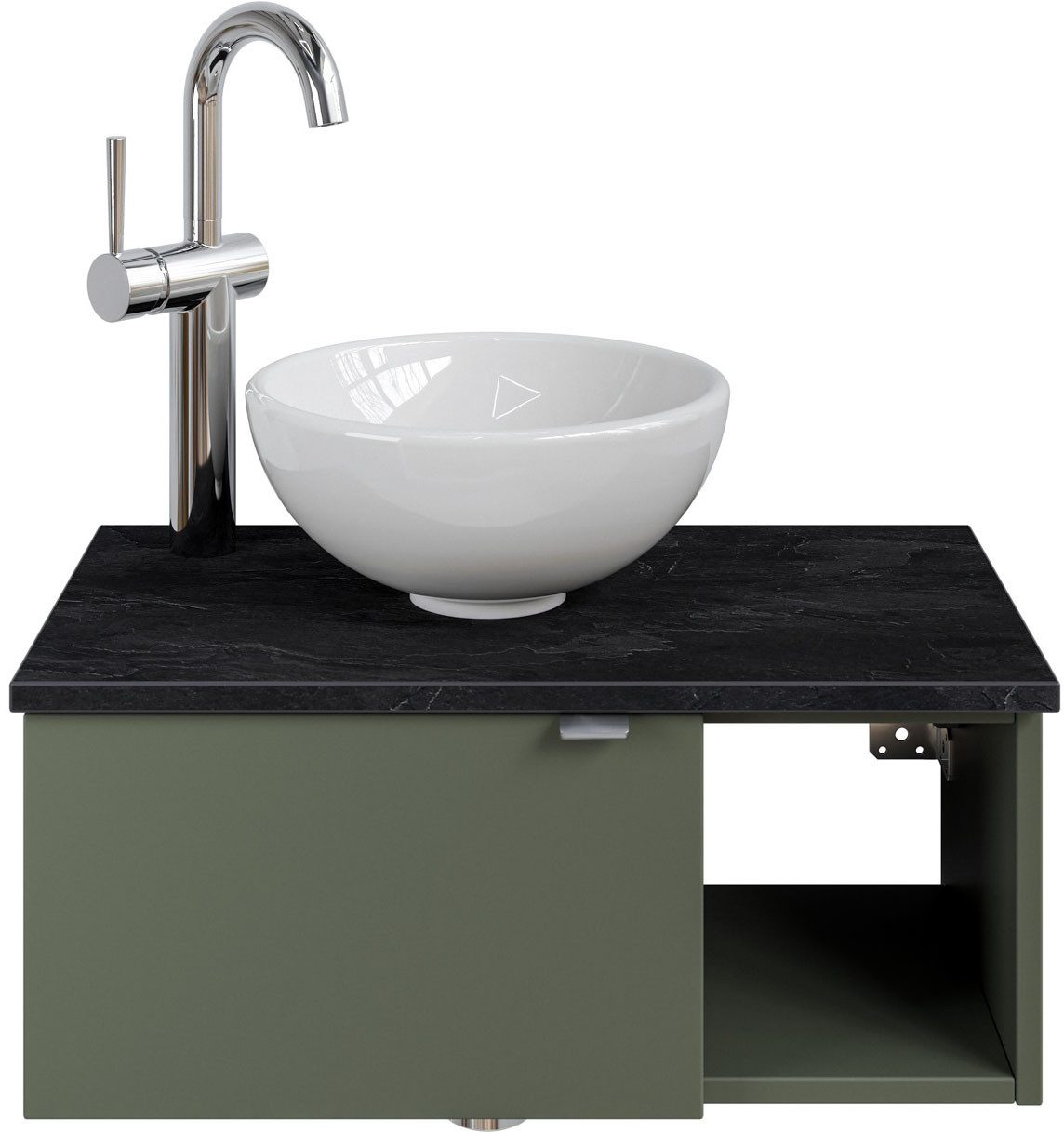 Saphir Wastafelonderkast Serie 6915 wastafel met onderkast voor gastenbadkamer, tweede toilet (3-delig) wastafelmeubels groen