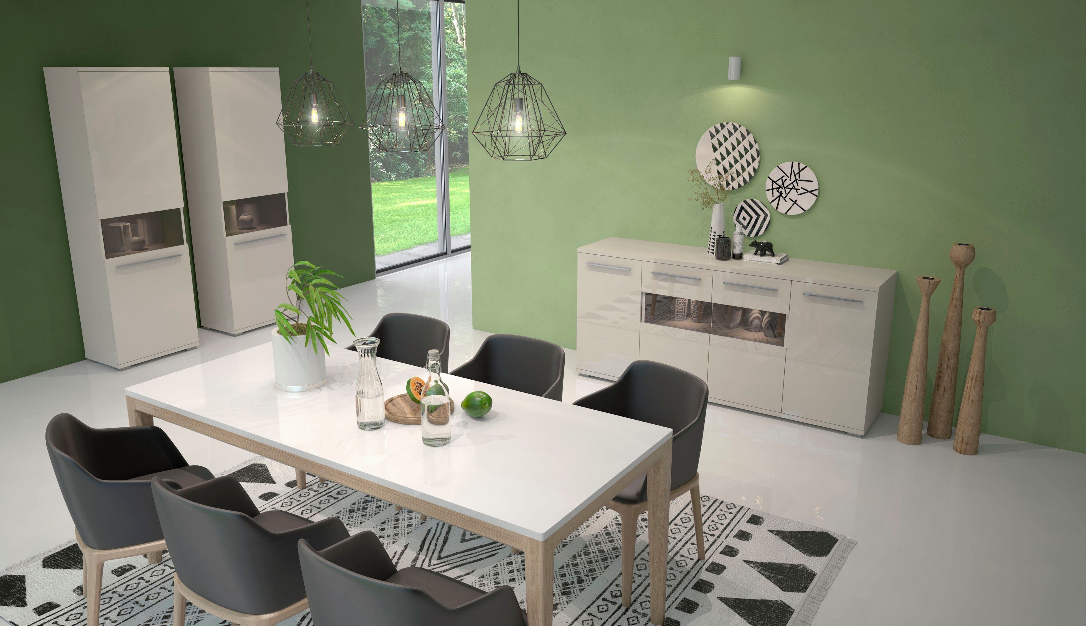 Places of Style Vitrinekast Piano UV-gecoat, soft close-functie