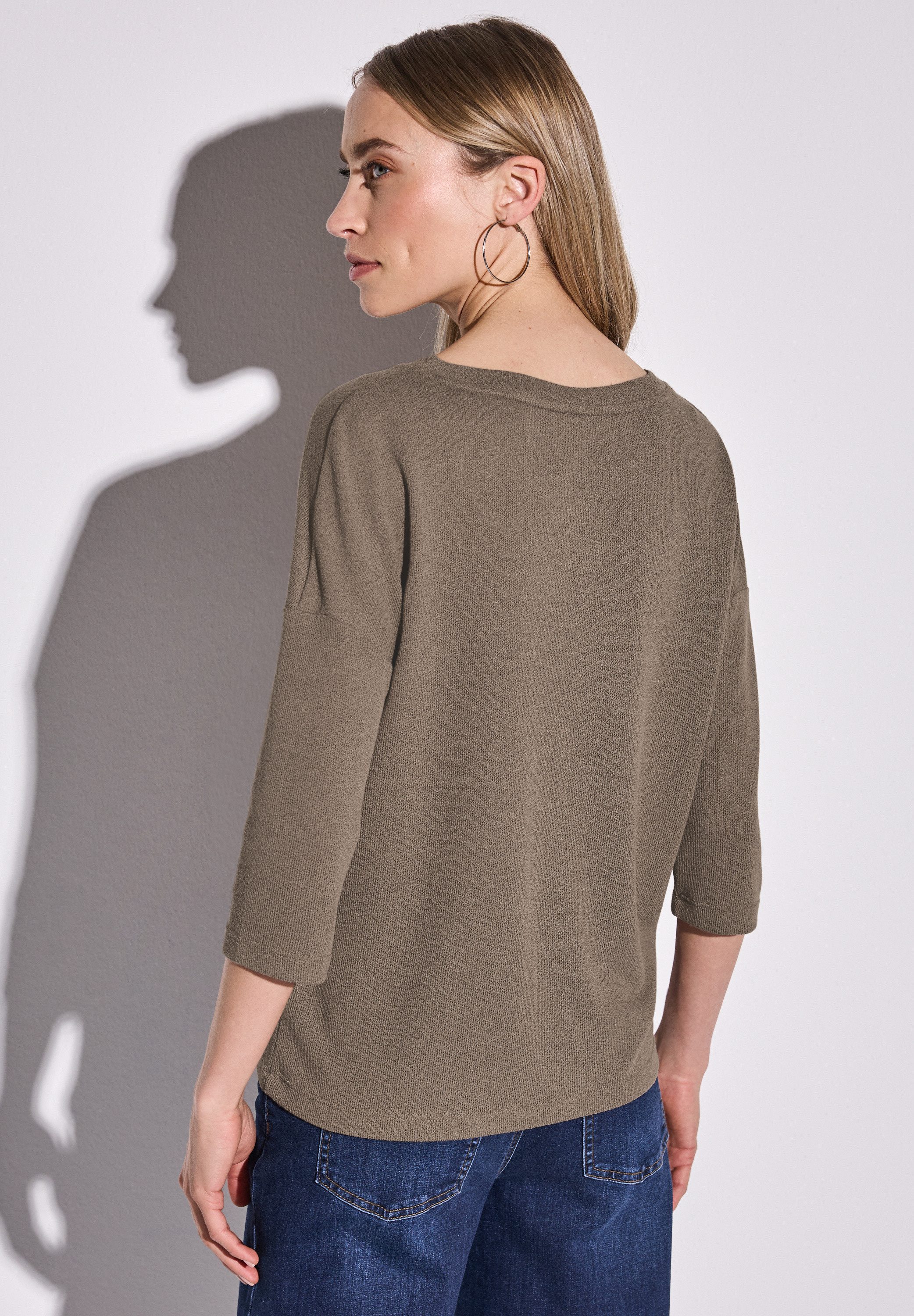 STREET ONE T-shirt 3/4-mouw en in brei-look