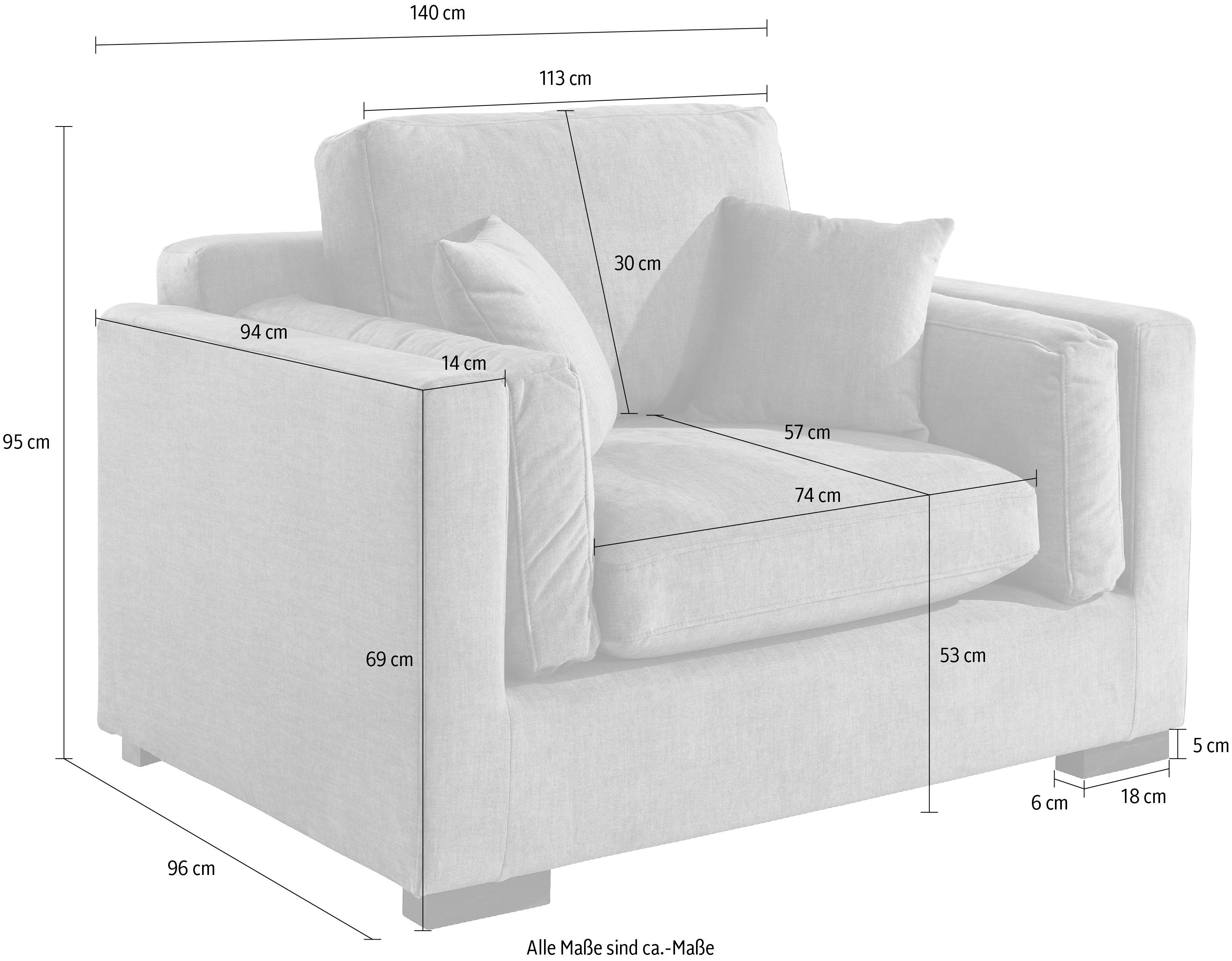 Home affaire Loveseat Fresh Pond fauteuil zacht zitcomfort, incl. sierkussen, bxdxh: 140x96x95 cm