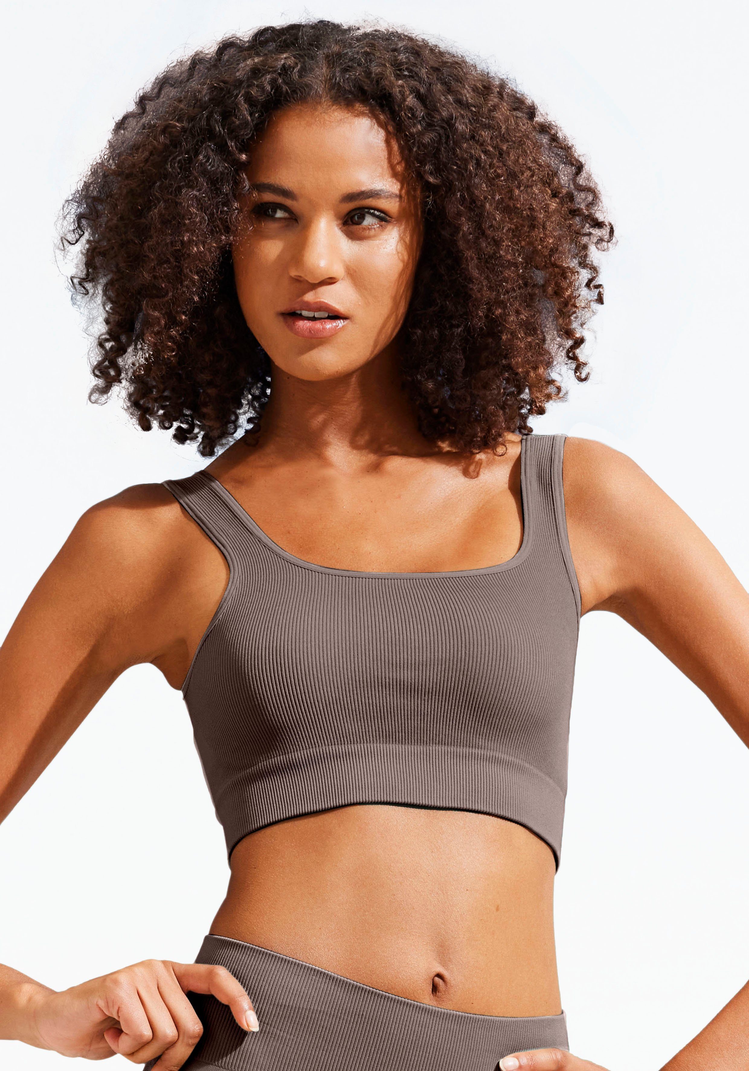 Lascana Crop-top Seamless Top Naadloos top met ribstructuur