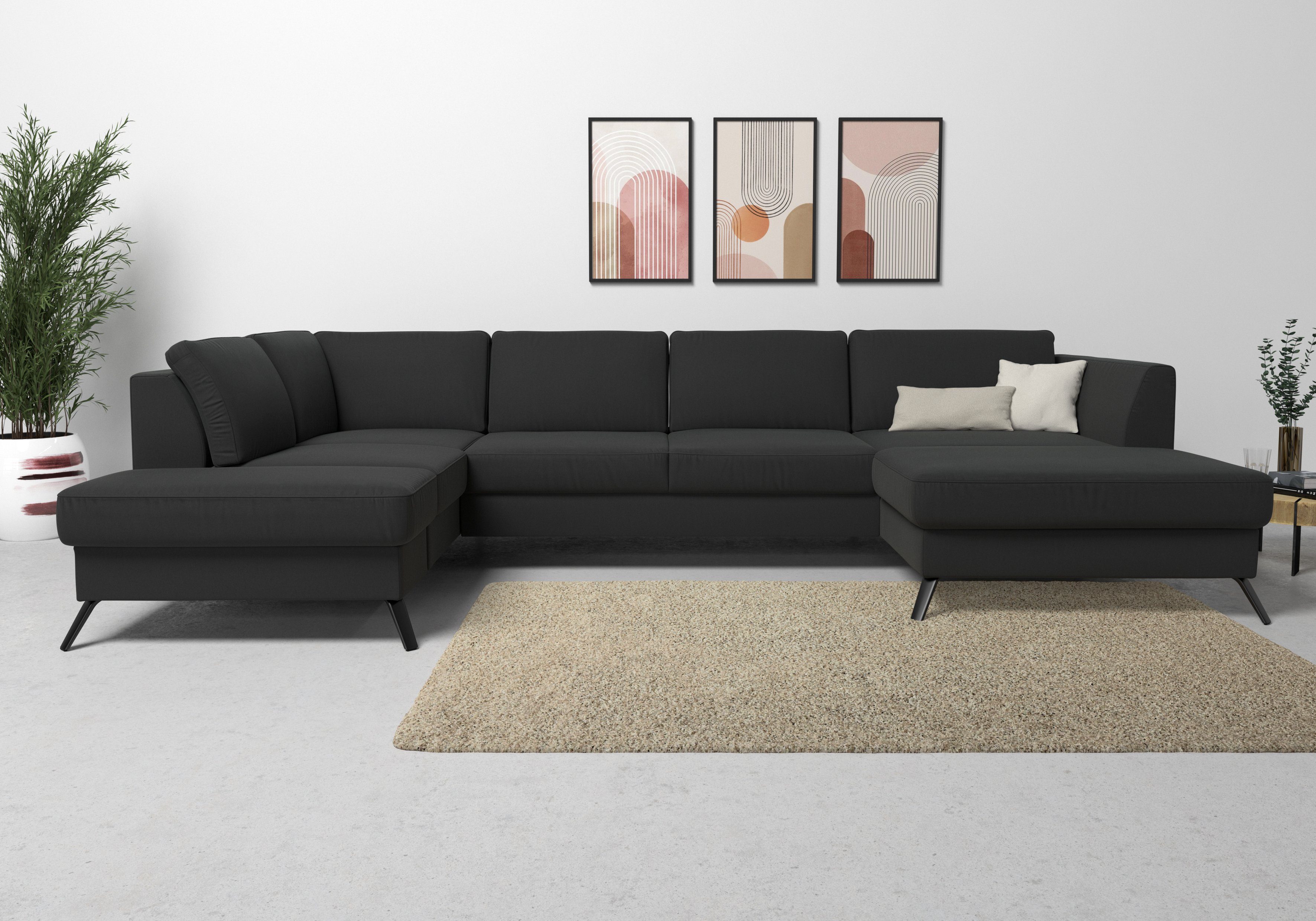 sit&more Zithoek Olsen U-vorm inclusief zitdiepteverstelling, naar keuze met slaapfunctie, 15 cm hoog