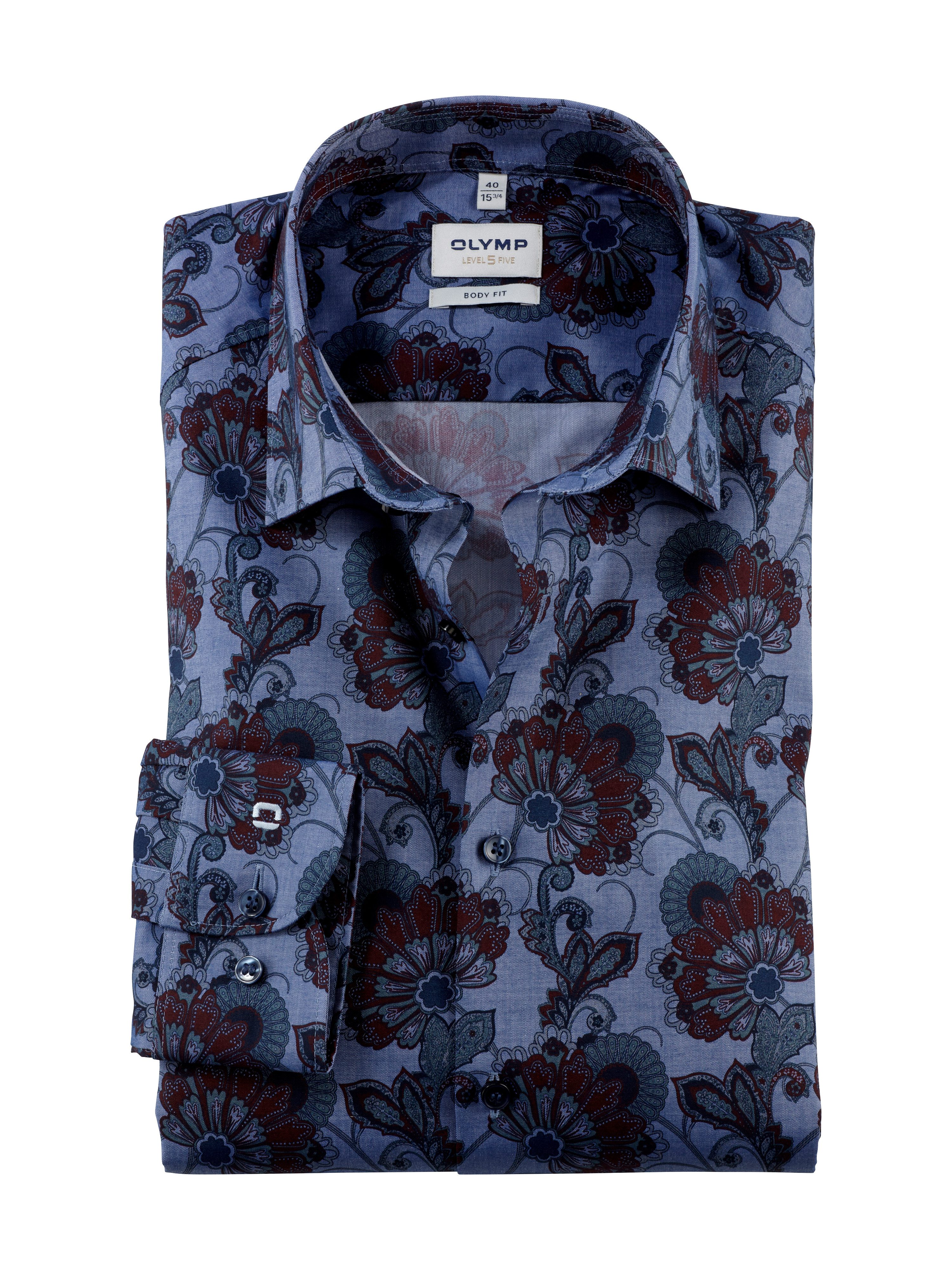 OLYMP Overhemd met lange mouwen Level Five body fit met modieuze print, lange mouw