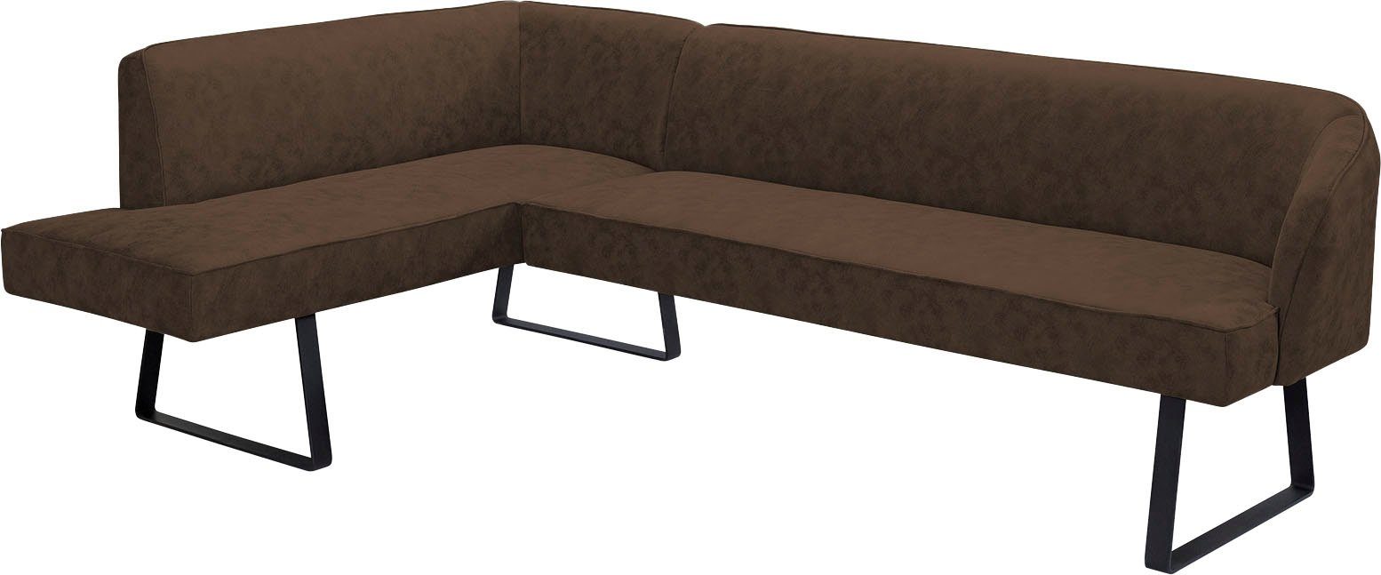 exxpo - sofa fashion Hoekbank Americano met opstaande naad en metalen poten, bekleding in verschillende kwaliteiten