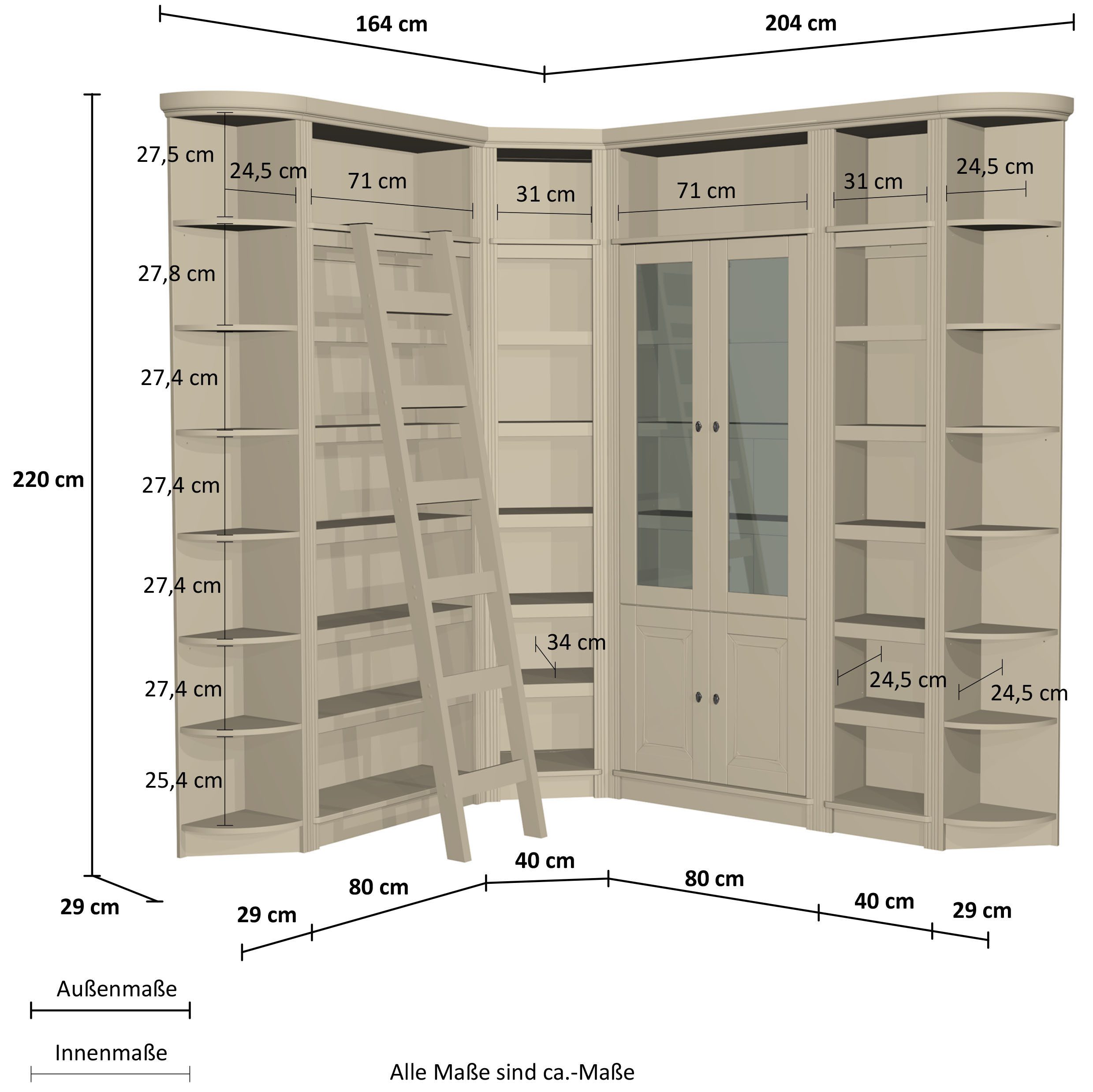Home affaire Bibliotheek Soeren Van massief grenen (7-delig)