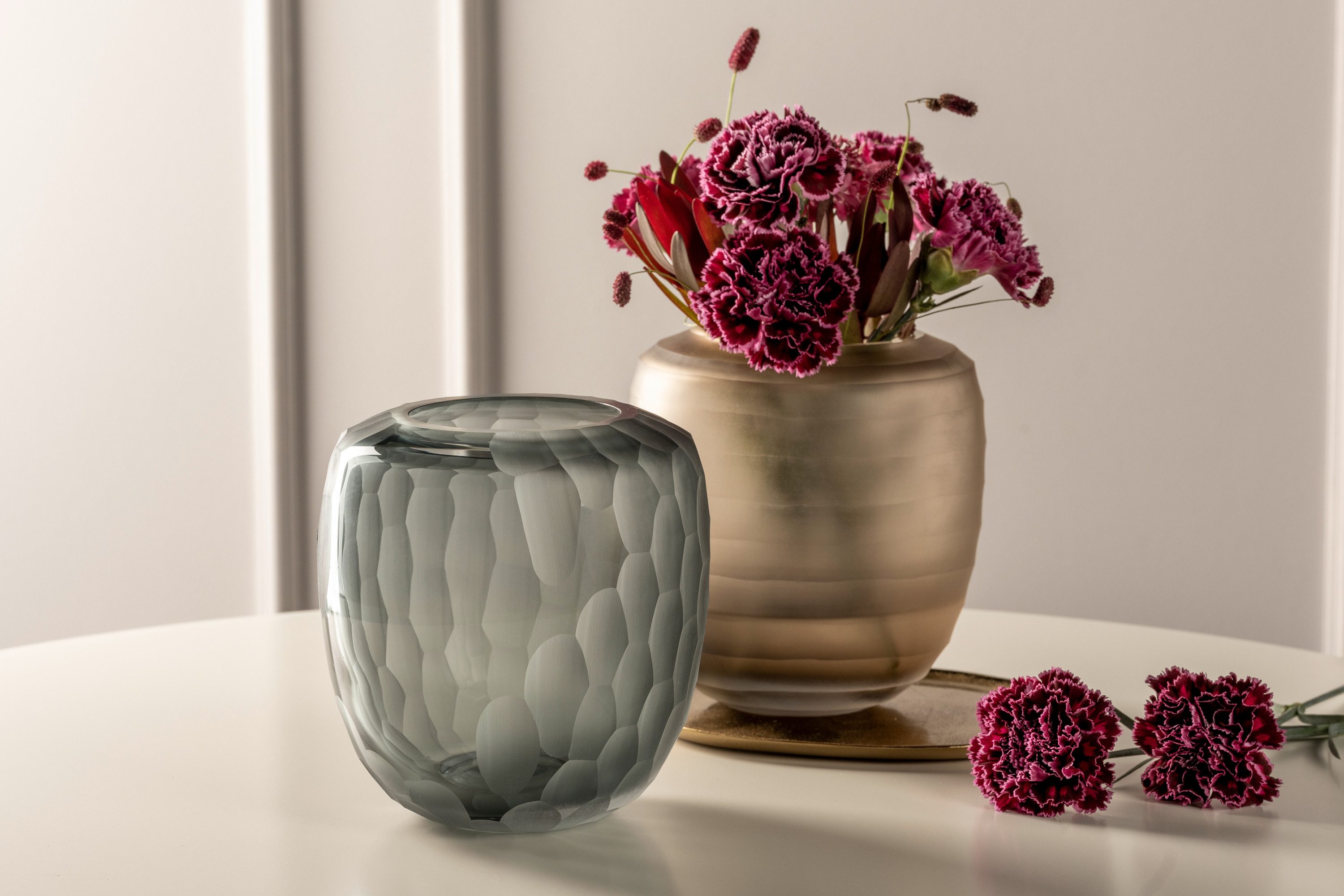 LEONARDO Tafelvaas Decoratieve vaas BELLAGIO uit glas, antracietkleurig, handgemaakt (1 stuk)