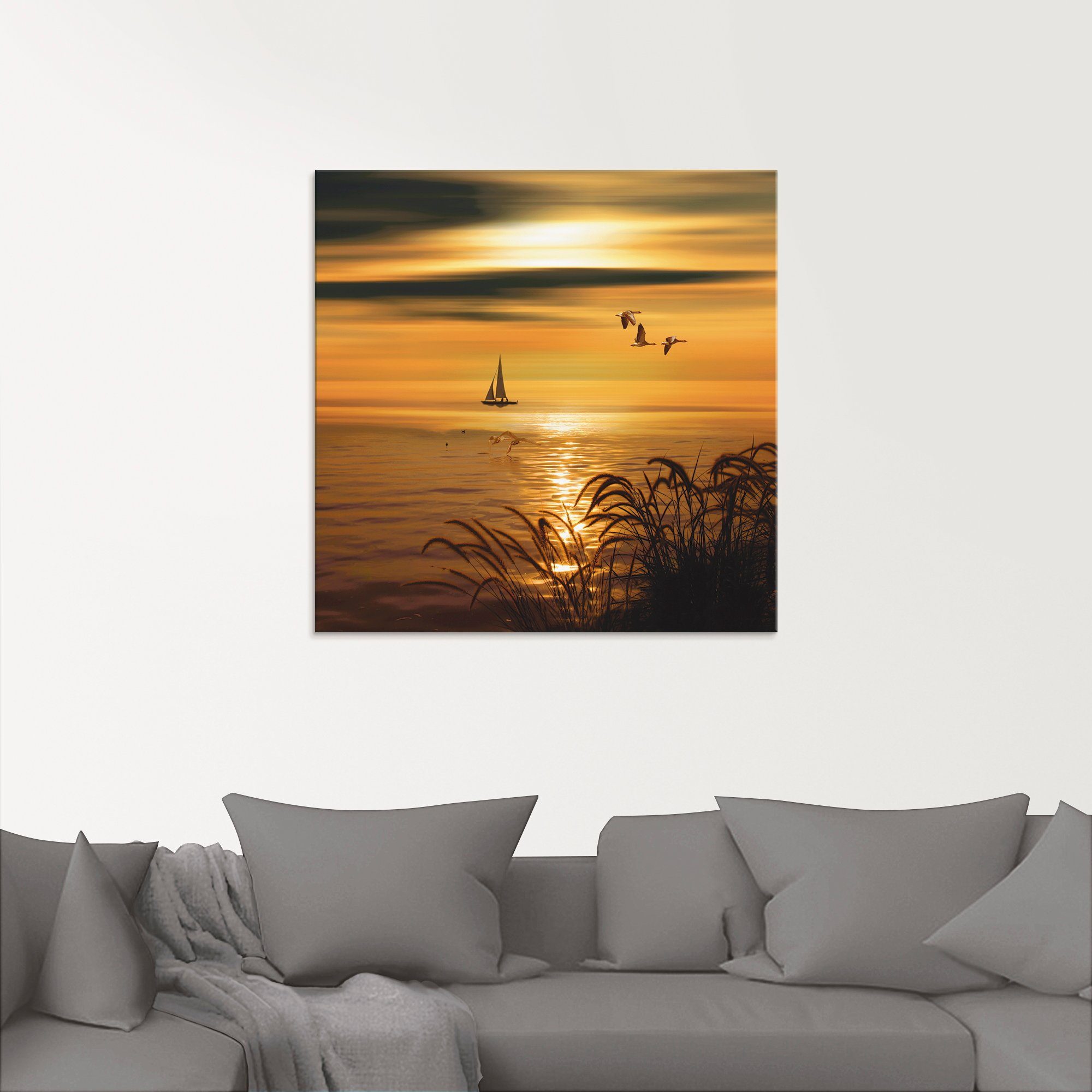 Artland Print op glas Gouden zee-impressies in verschillende maten