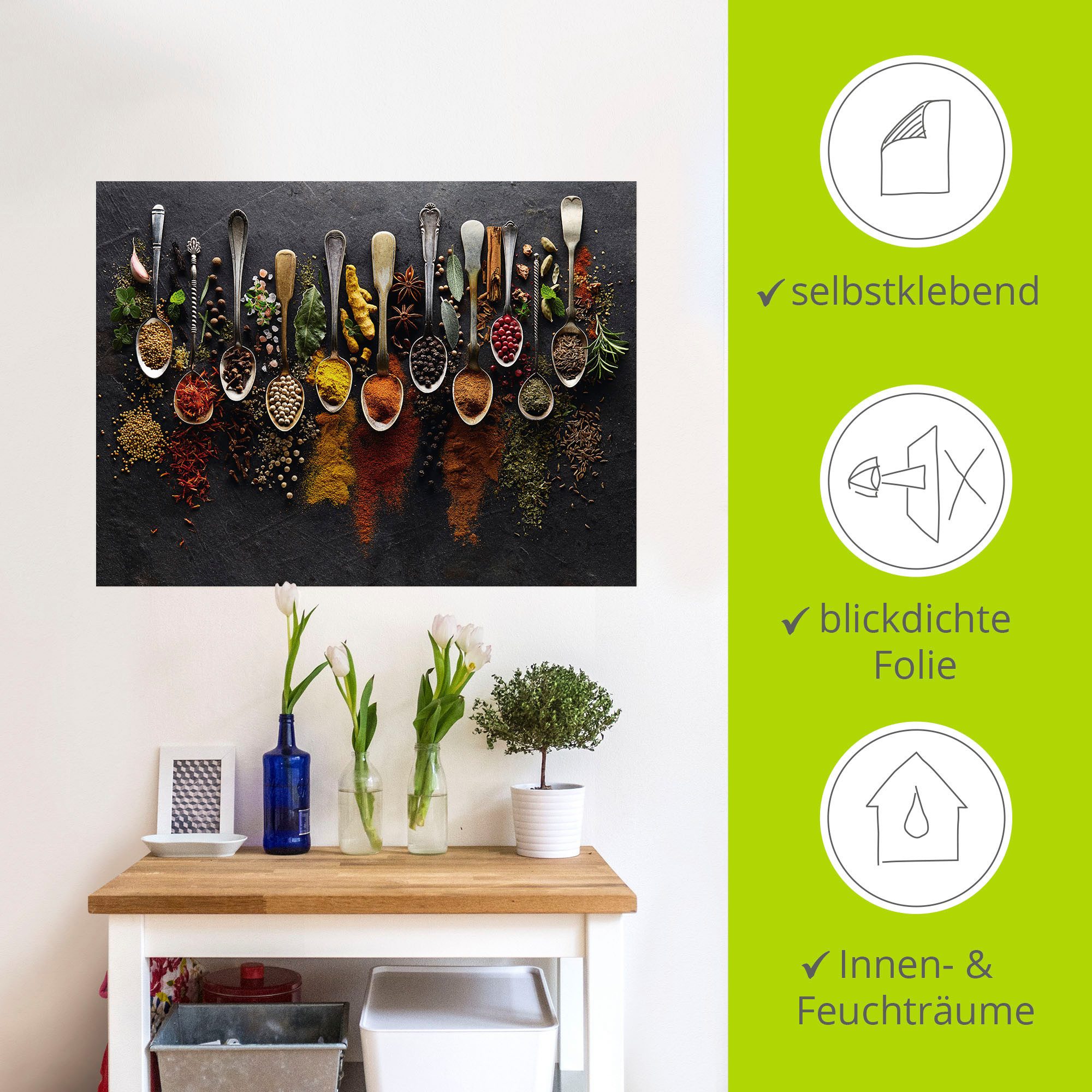 Artland Artprint Kruiden specerijen leisteen als artprint van aluminium, artprint voor buiten, artprint op linnen, poster, muursticker