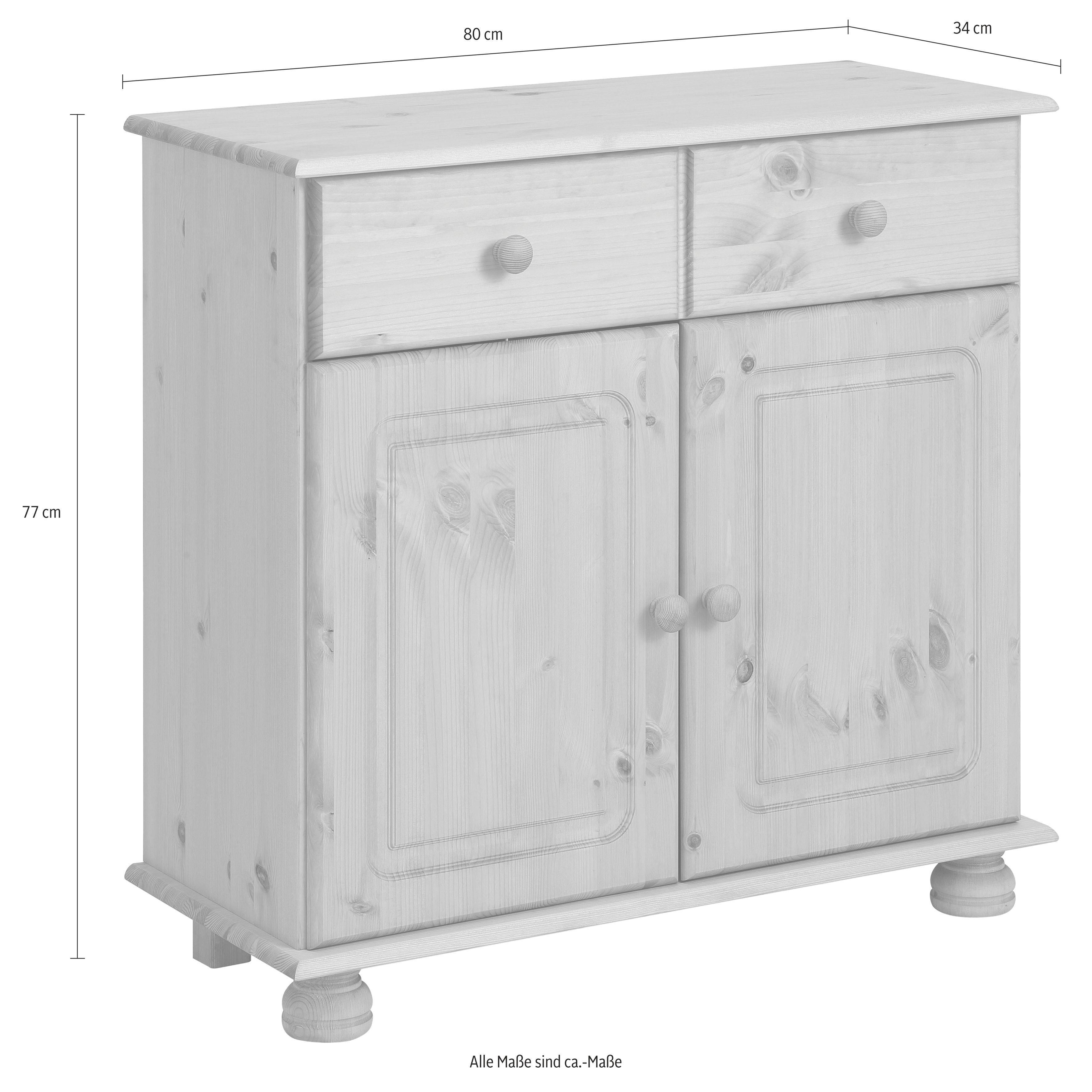 Home affaire Dressoir Mette Commode met gefreesde, bolvormige voeten, breedte 80 cm