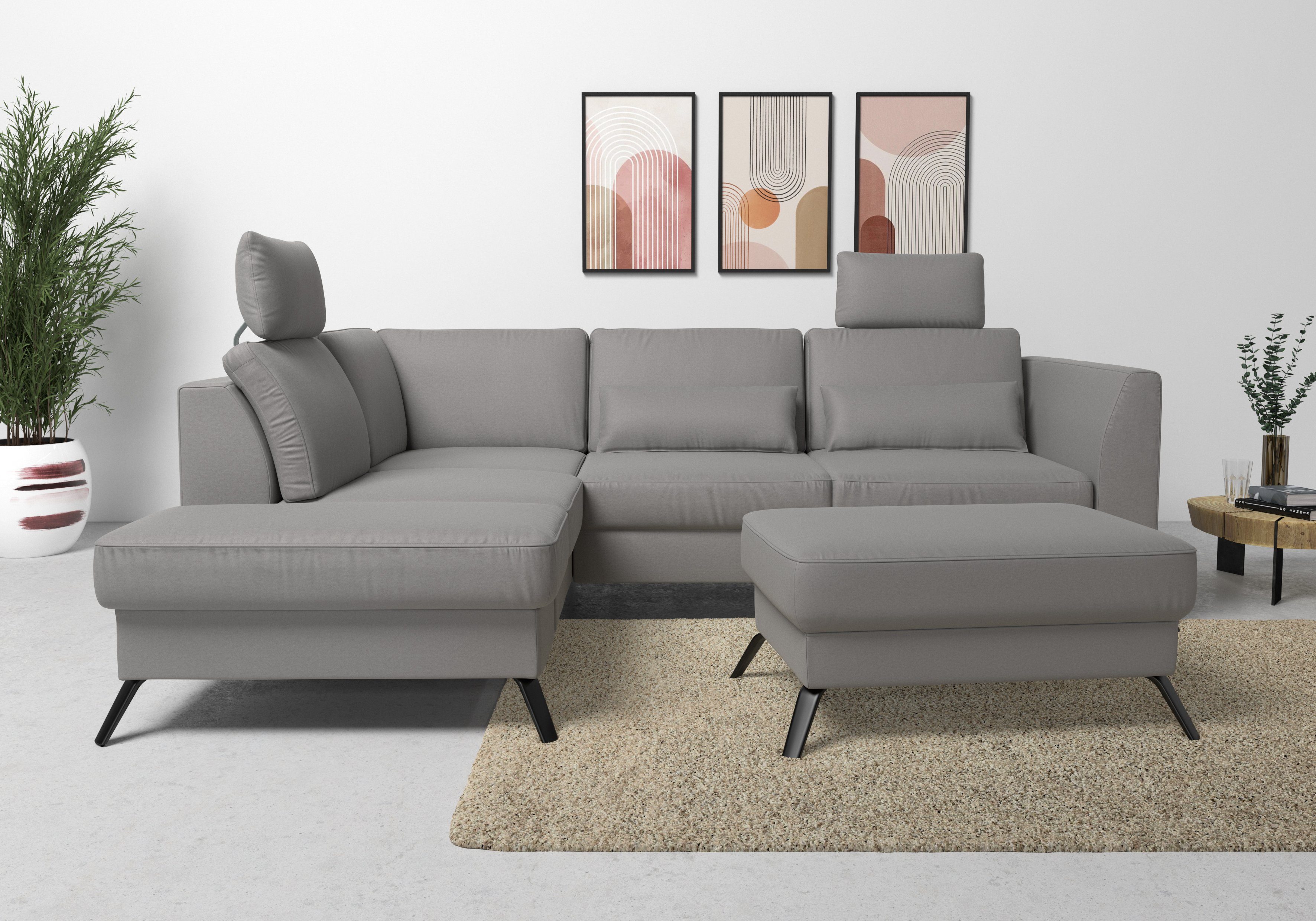 sit&more Hoekbank Olsen L-vorm inclusief zitdiepteverstelling, naar keuze met slaapfunctie, 15 cm hoog