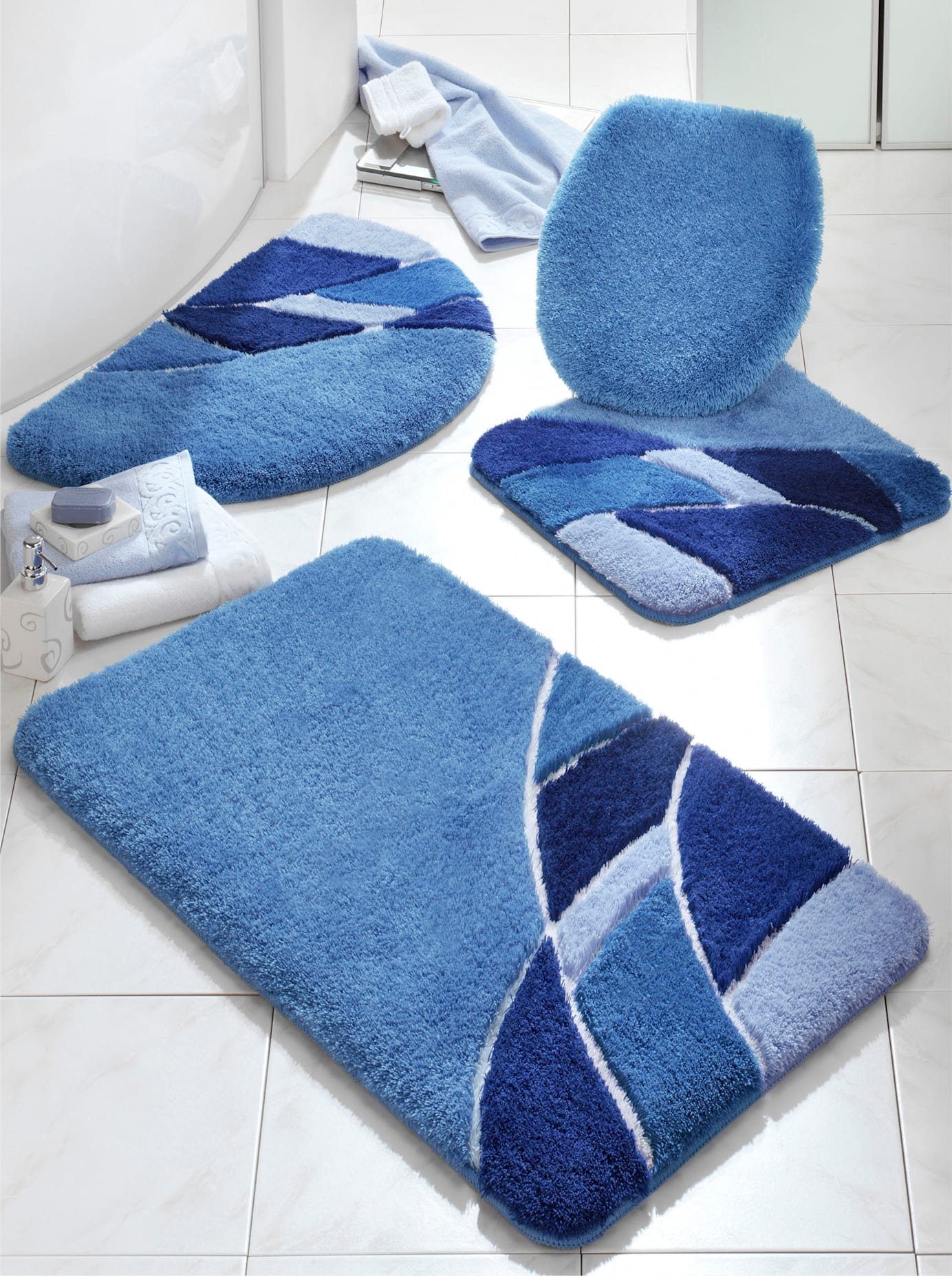 Hagemann Badmat (1 stuk) badmatten maat 3 (50x80 cm Duschvorlage) blauw
