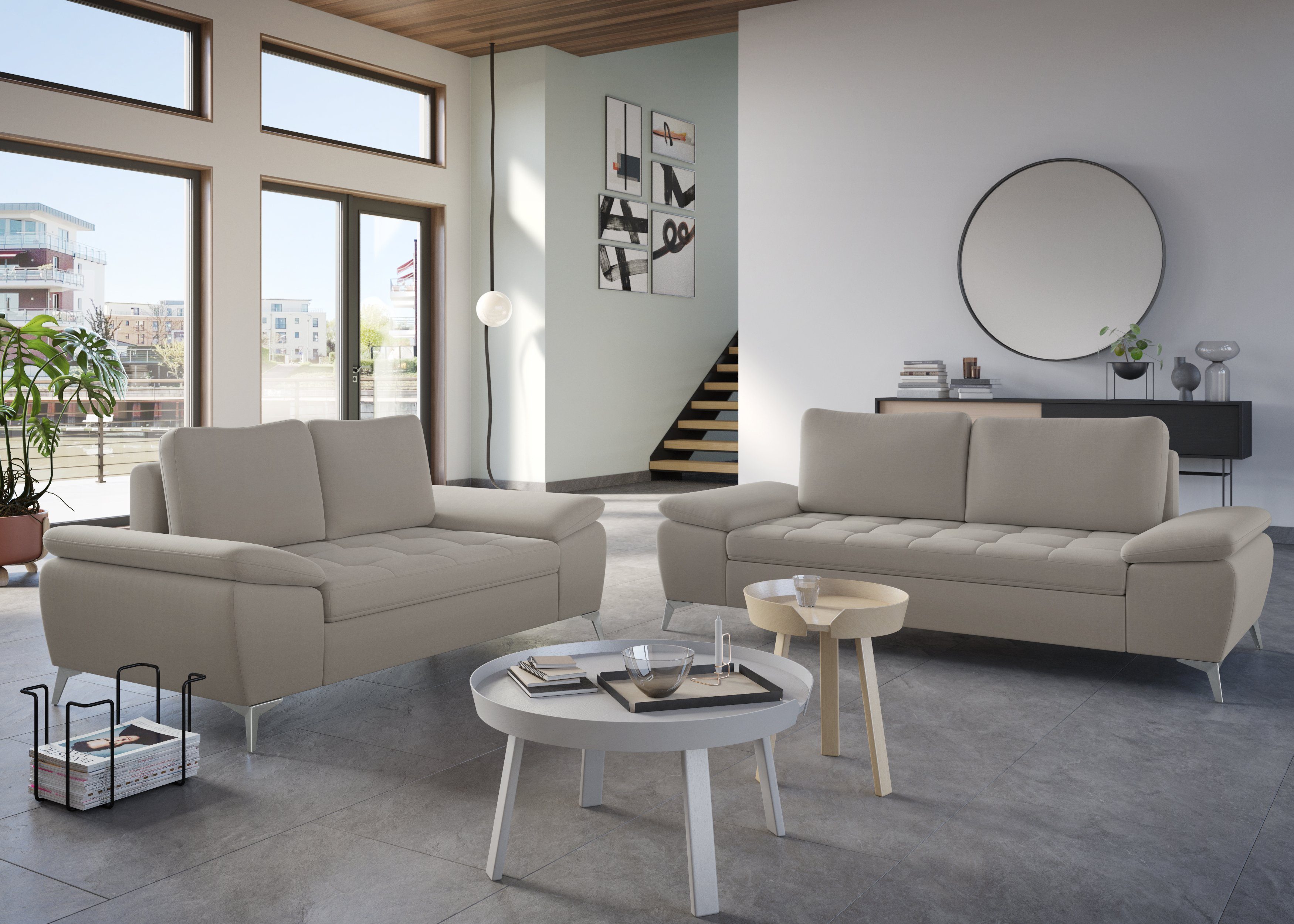 sit&more 2,5-zitsbank Latigo met hoogwaardige metalen voetjes