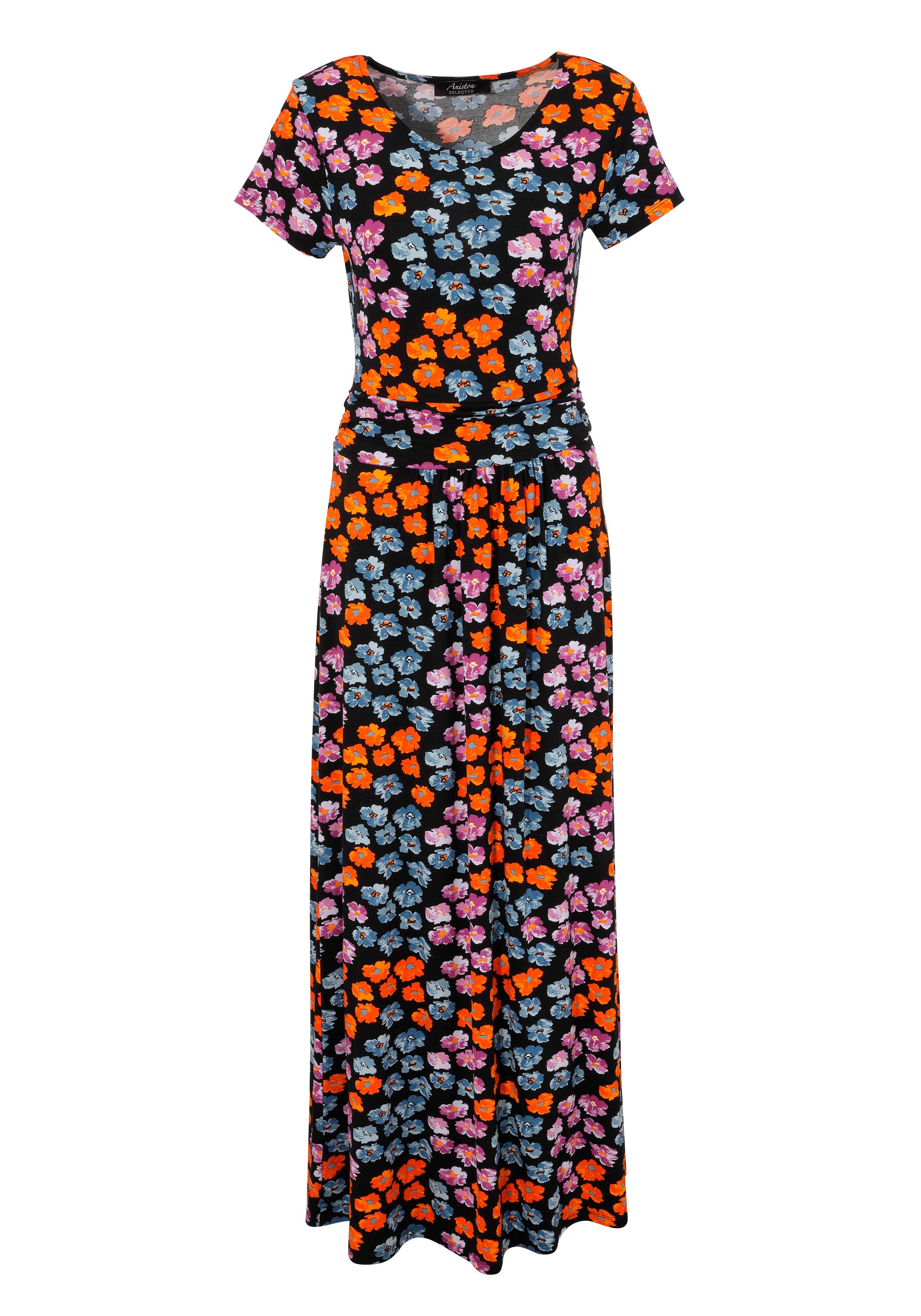 Aniston SELECTED Maxi-jurk met figuurnauwkeurige rimpelingen in de taille