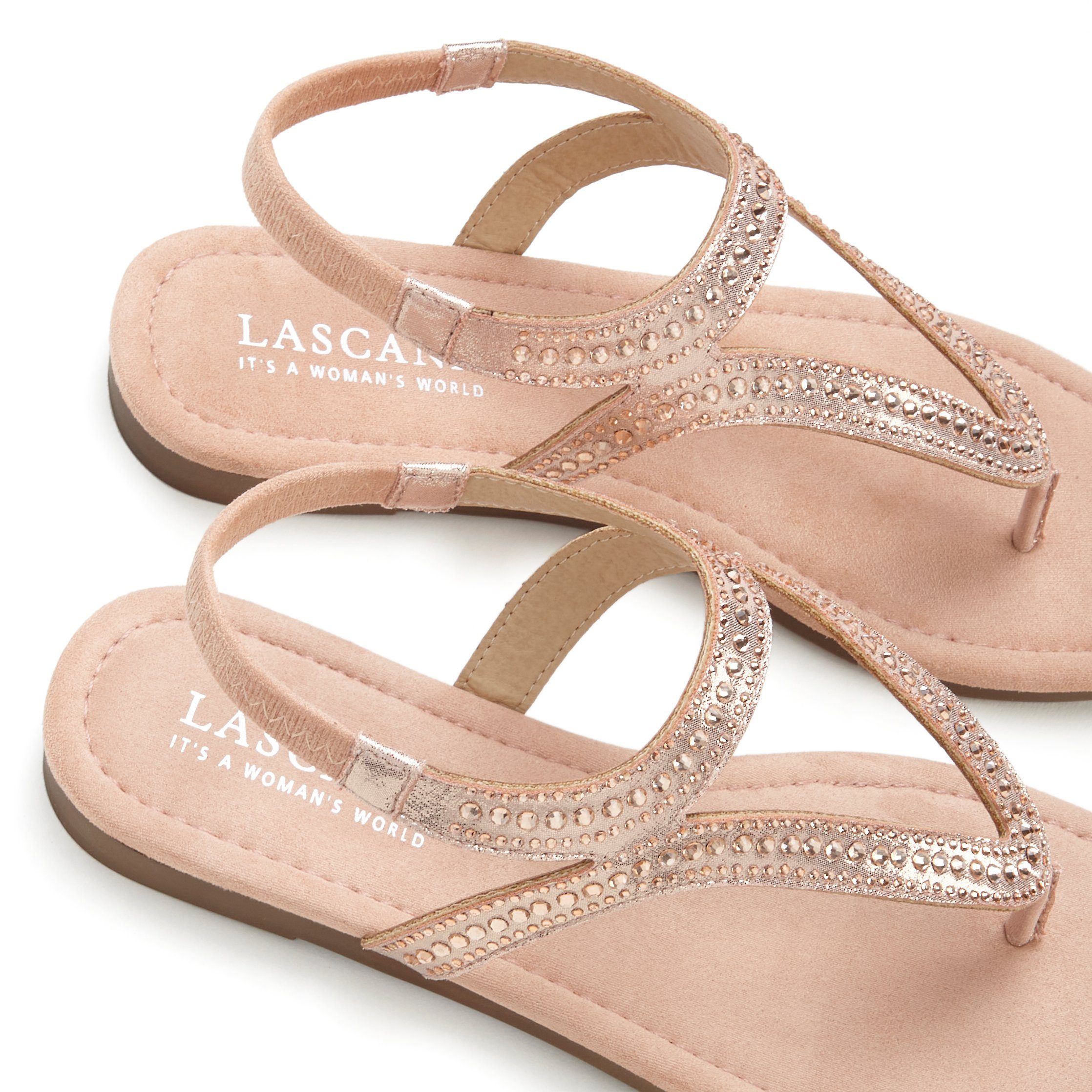 Lascana Teenslippers Sandaal, pantoletten met strassstenen en stretchinzet VEGAN