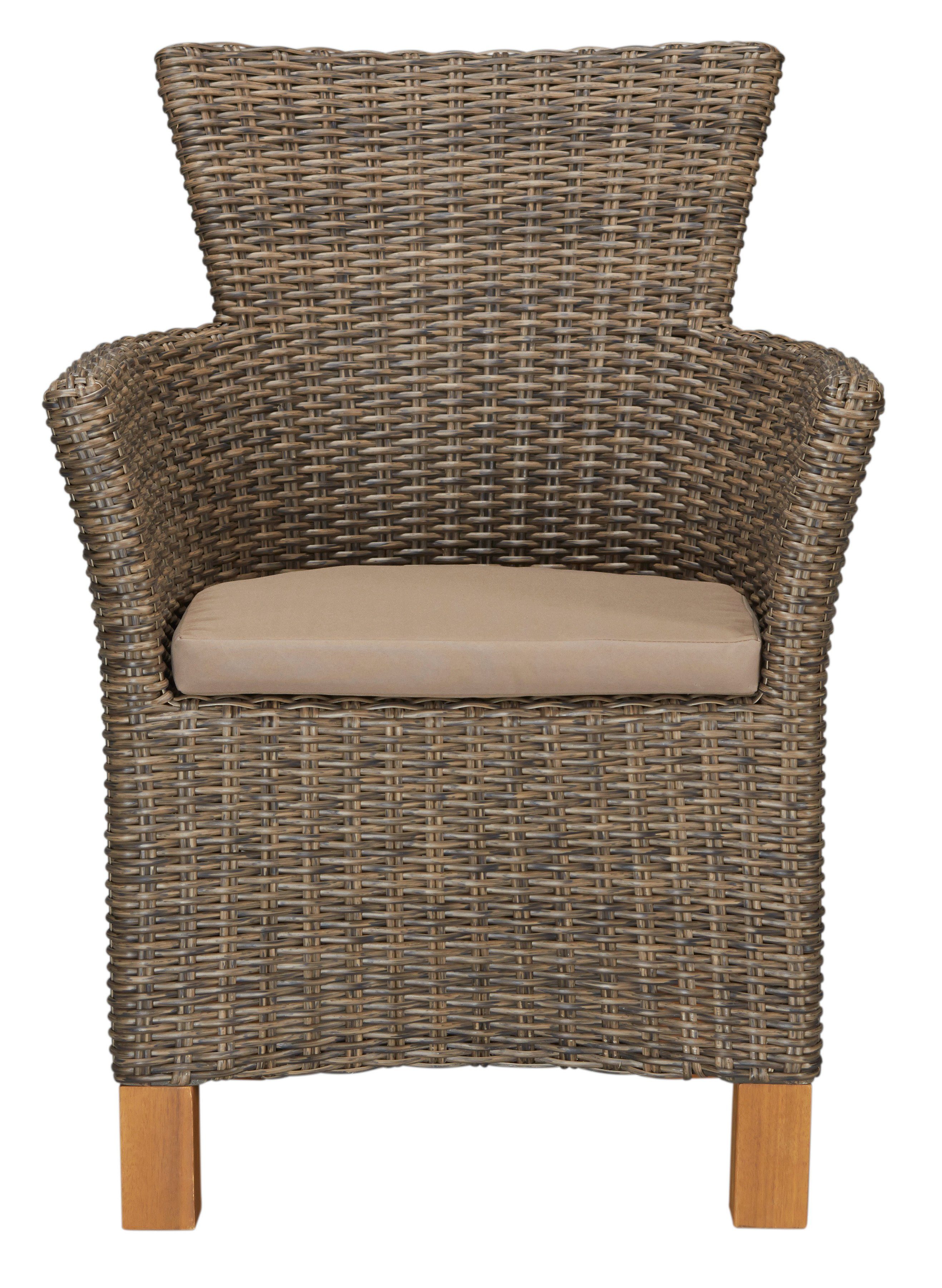 MERXX Tuin-eethoek Toscane 6 fauteuils, tafel 185x90 cm, polyrotan/acacia (13-delig)