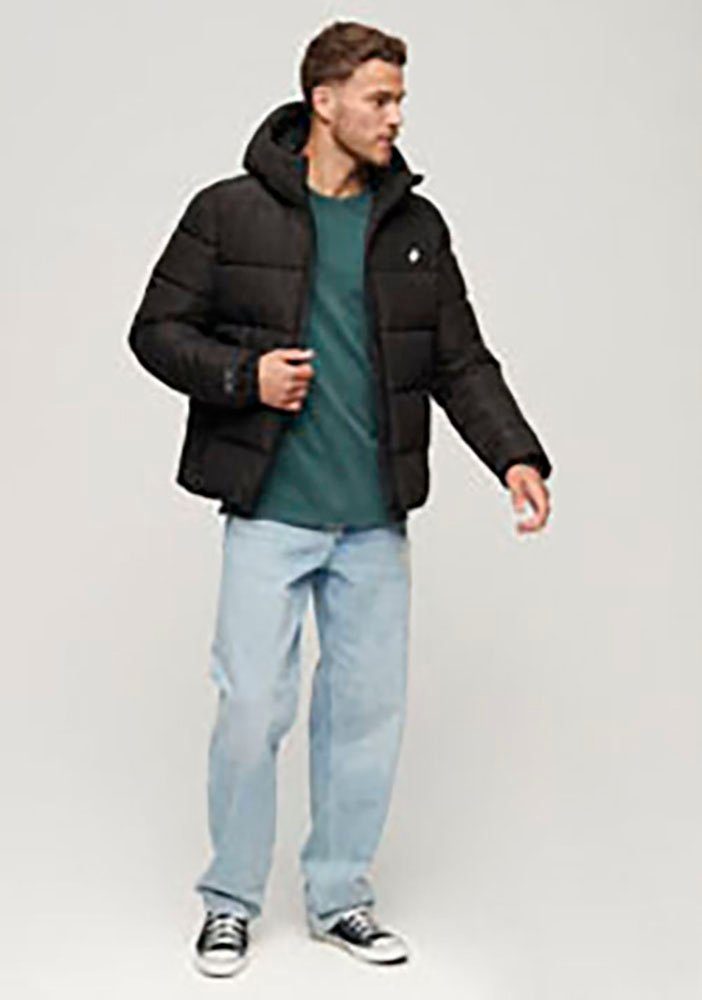 Superdry Gewatteerde jas HOODED SPORTS PUFFR JACKET met contrastkleurig borduursel