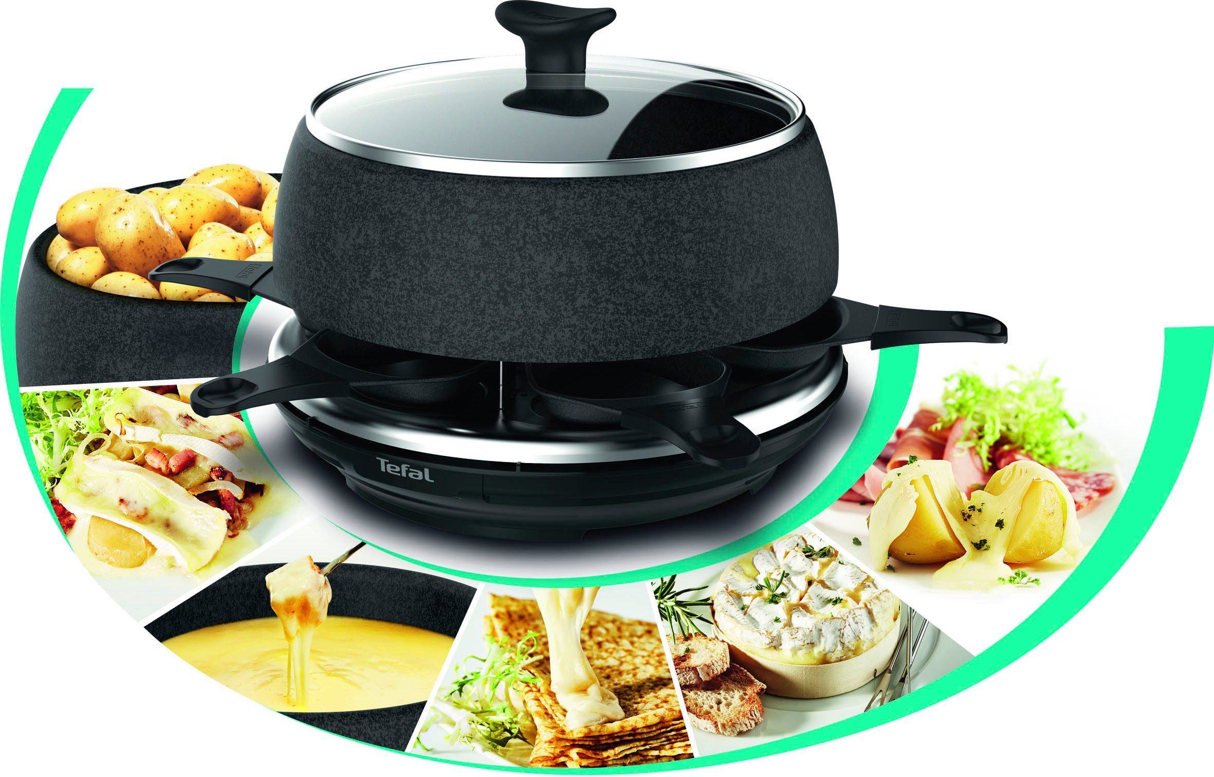 Tefal Raclette en fondueset Cheese 'n Co, 6 raclettepannetjes, 850 W, voor 6 personen,