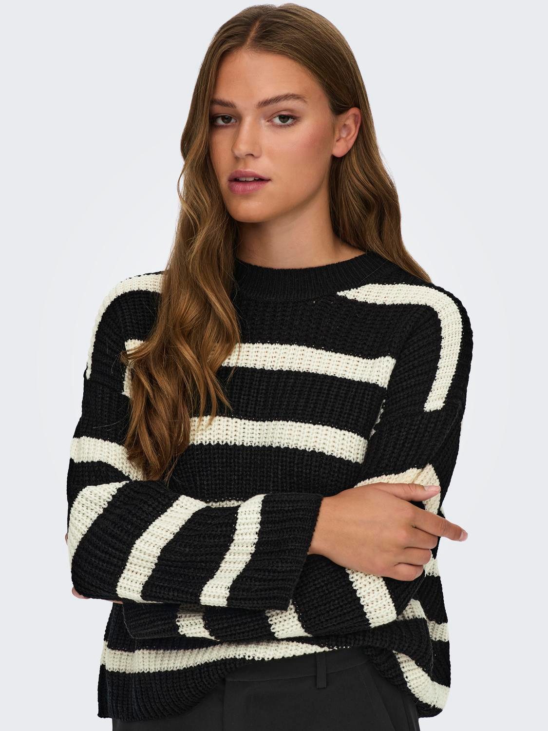JDY Gebreide trui JDYJUSTY L/S STRIPE PULLOVER KNT NOOS
