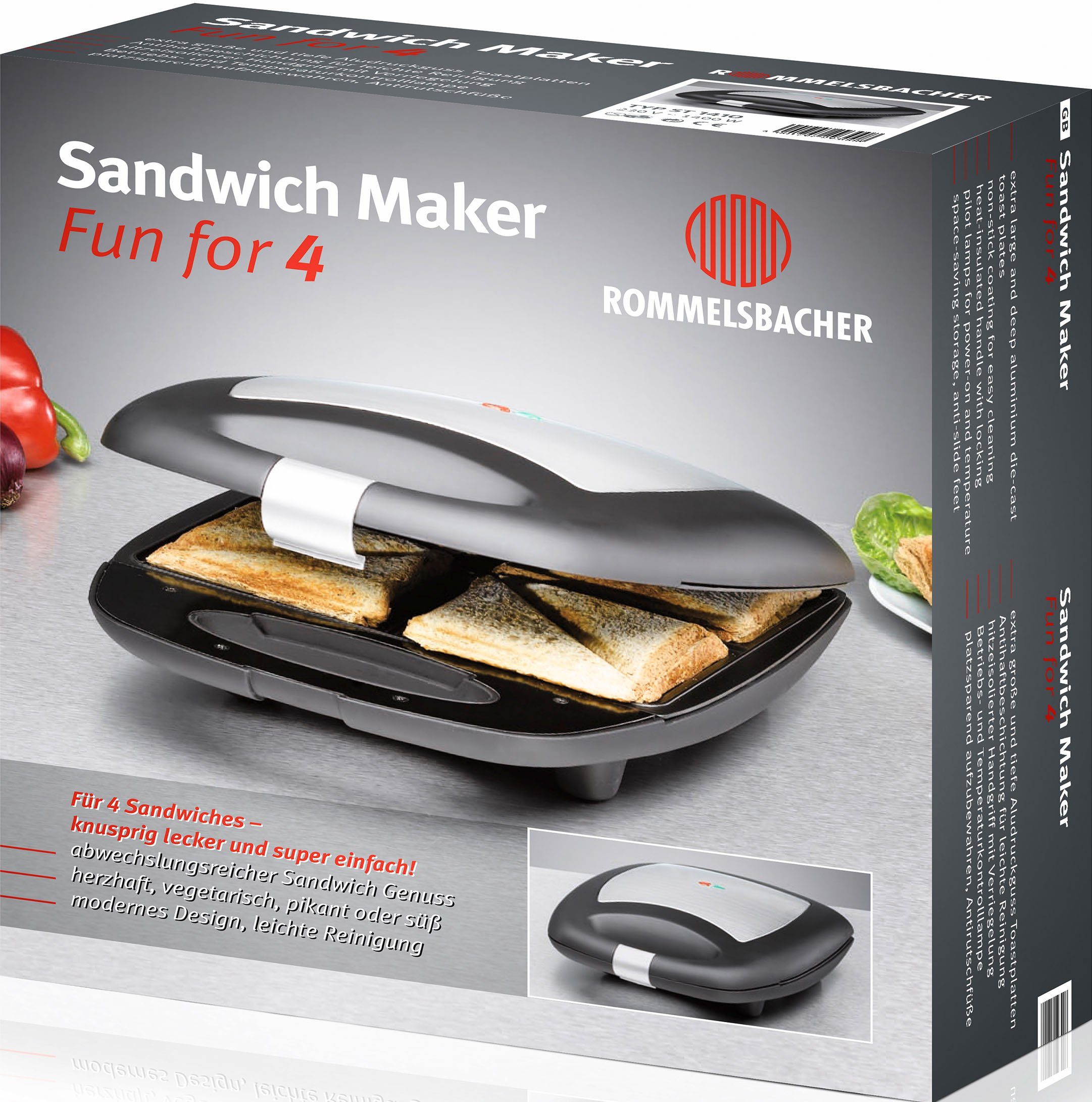 Rommelsbacher Sandwichmaker ST 1410 "Fun for 4"