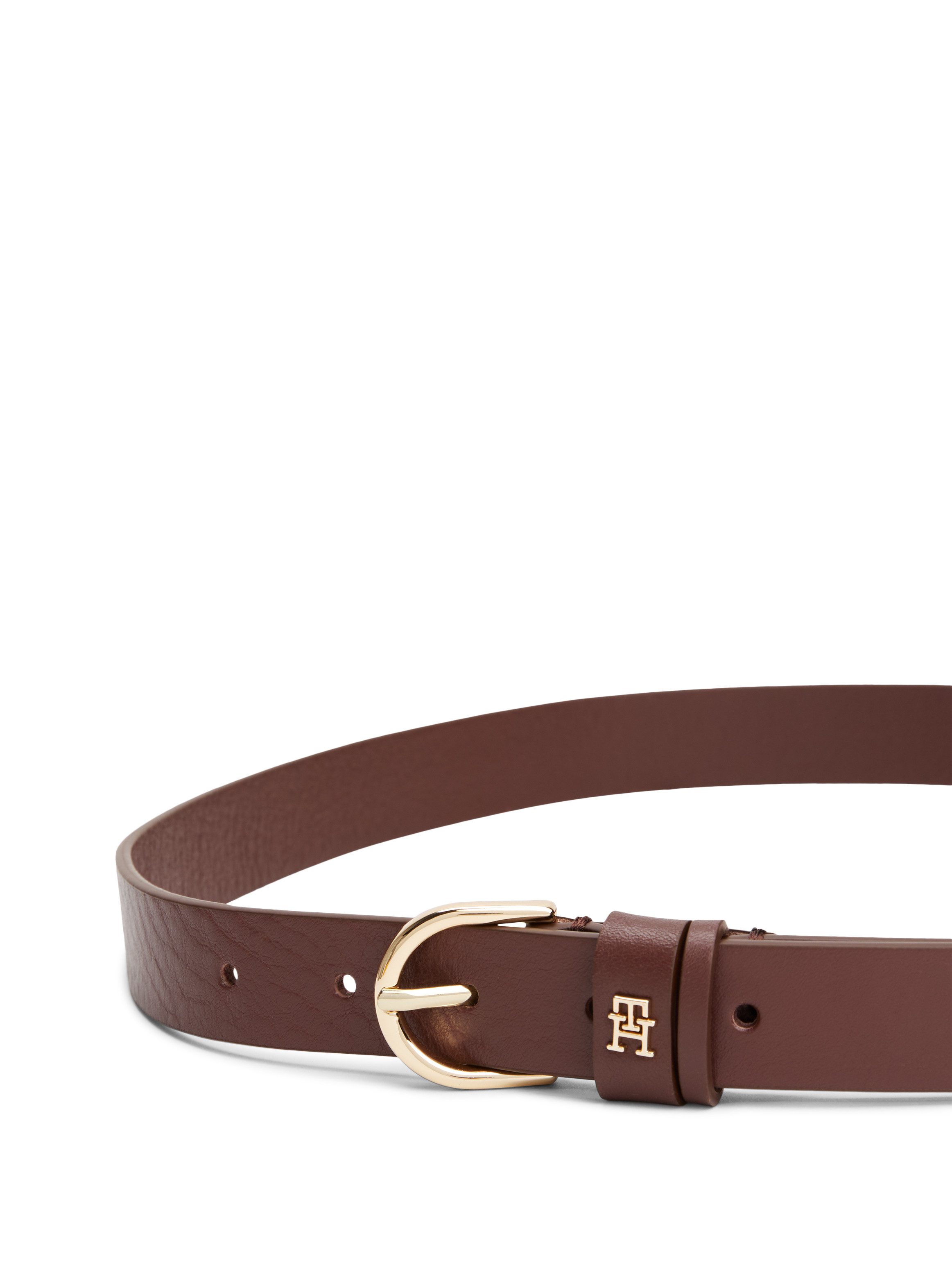 Tommy Hilfiger Leren riem ESSENTIAL EFFORTLESS 2.5 GOLD Logo-embleem, zachte haptiek, ovale eenvoudige pin sluiting