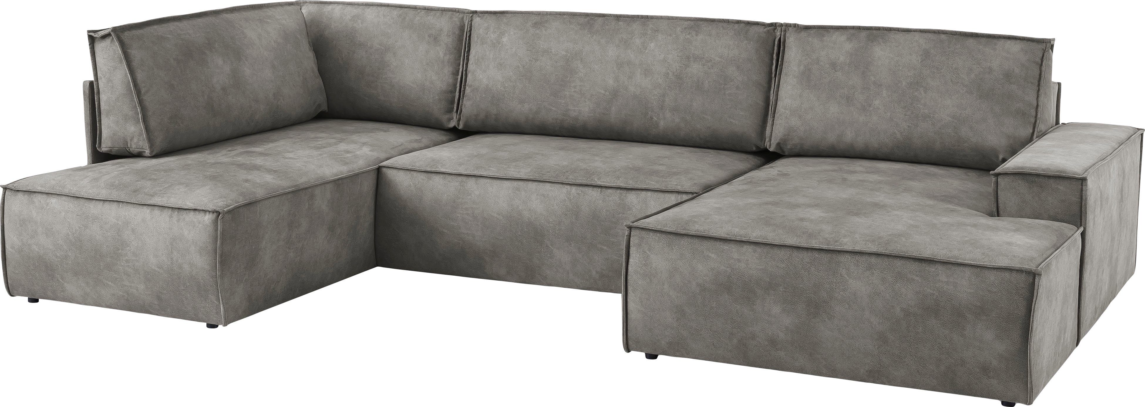 Home affaire Zithoek SHERWOOD 329 cm, U-vorm, slaapbank, Slaapfunctie met bedkist (194x139 cm), cord, vintage, fluweel