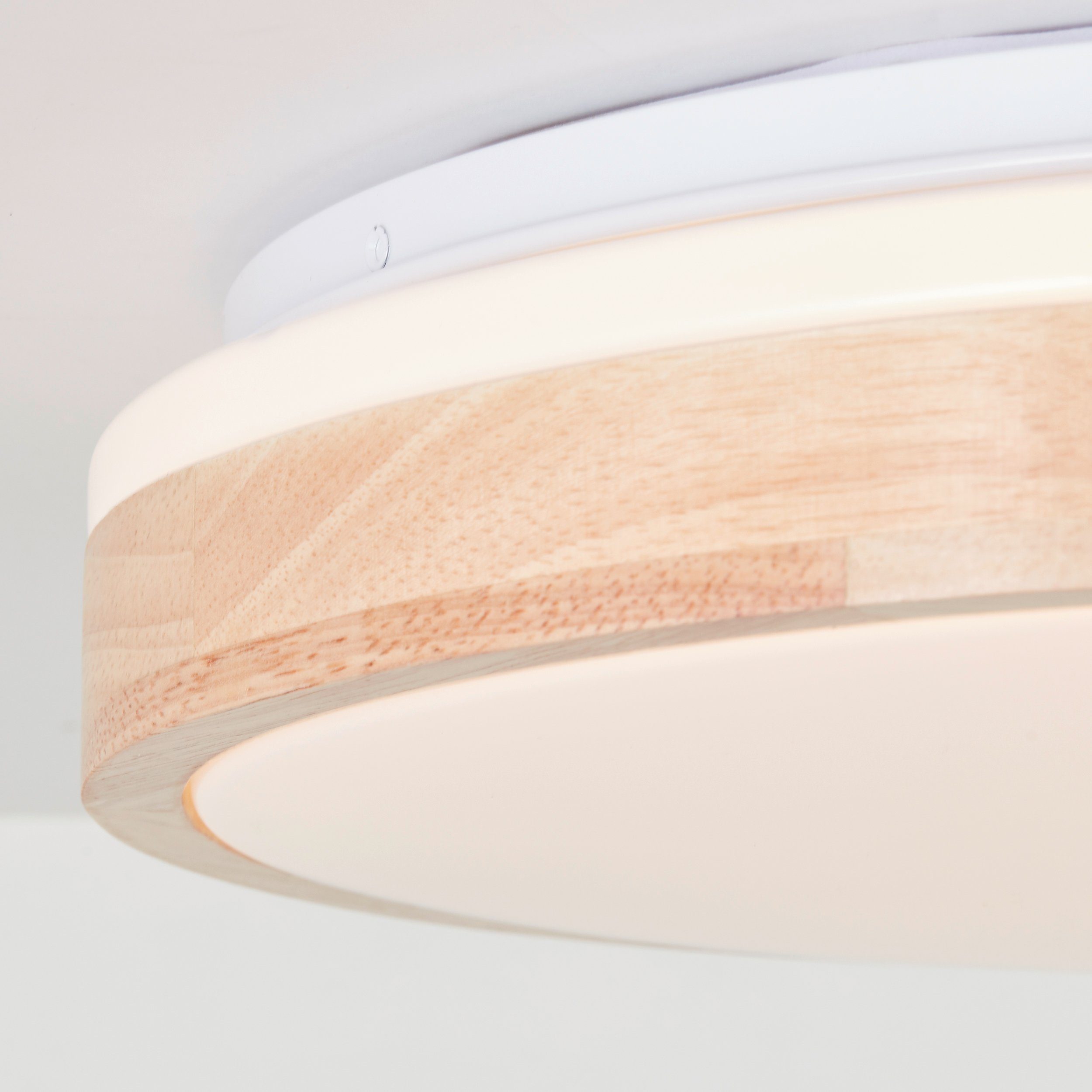 Brilliant Leuchten Led-plafondlamp Brodsky 2500 lm, ø 39 cm, metaal/hout, licht hout/wit
