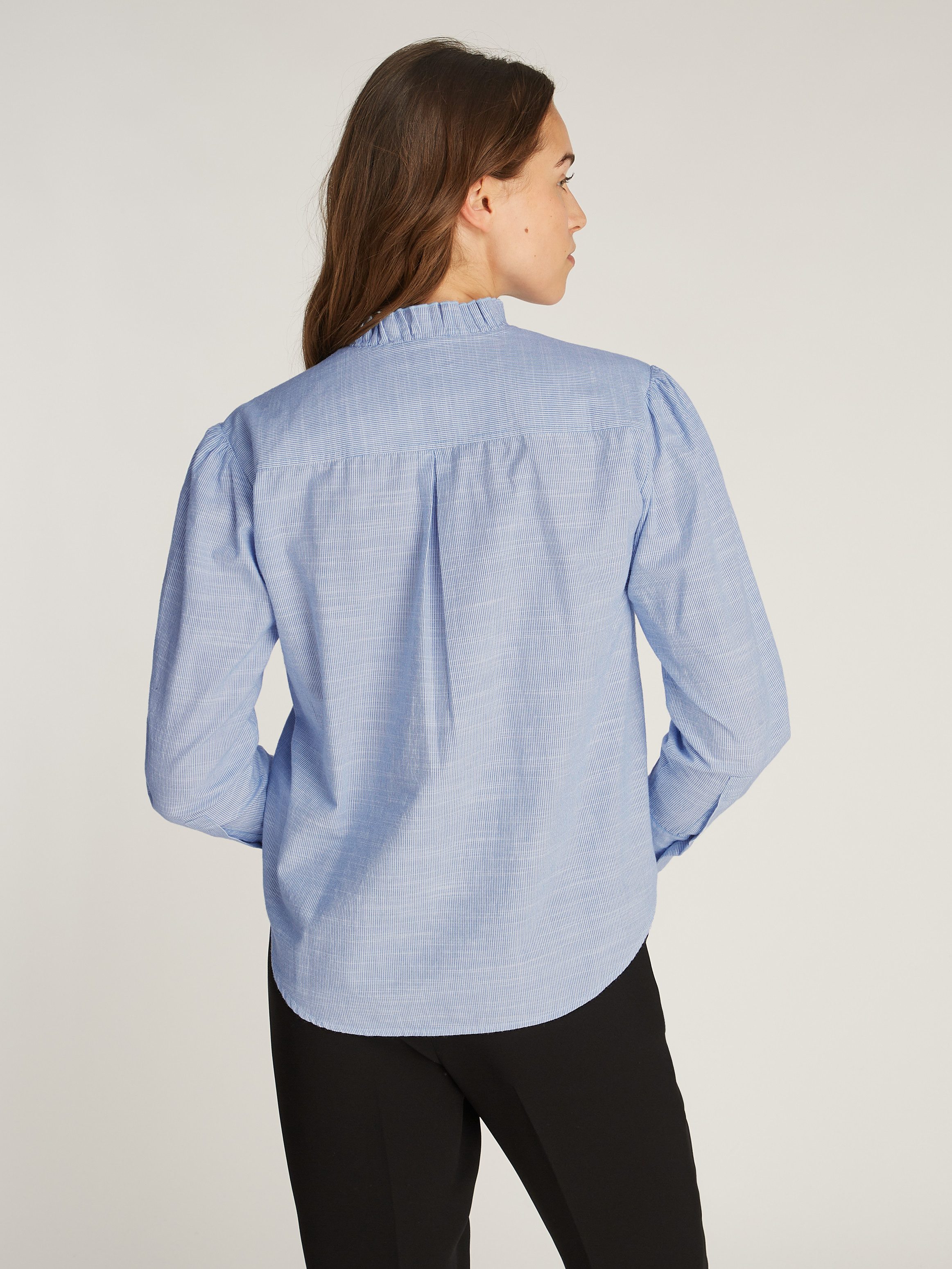 Tommy Hilfiger Overhemdblouse COTTON STP RUFFLE RELAXED SHIRT