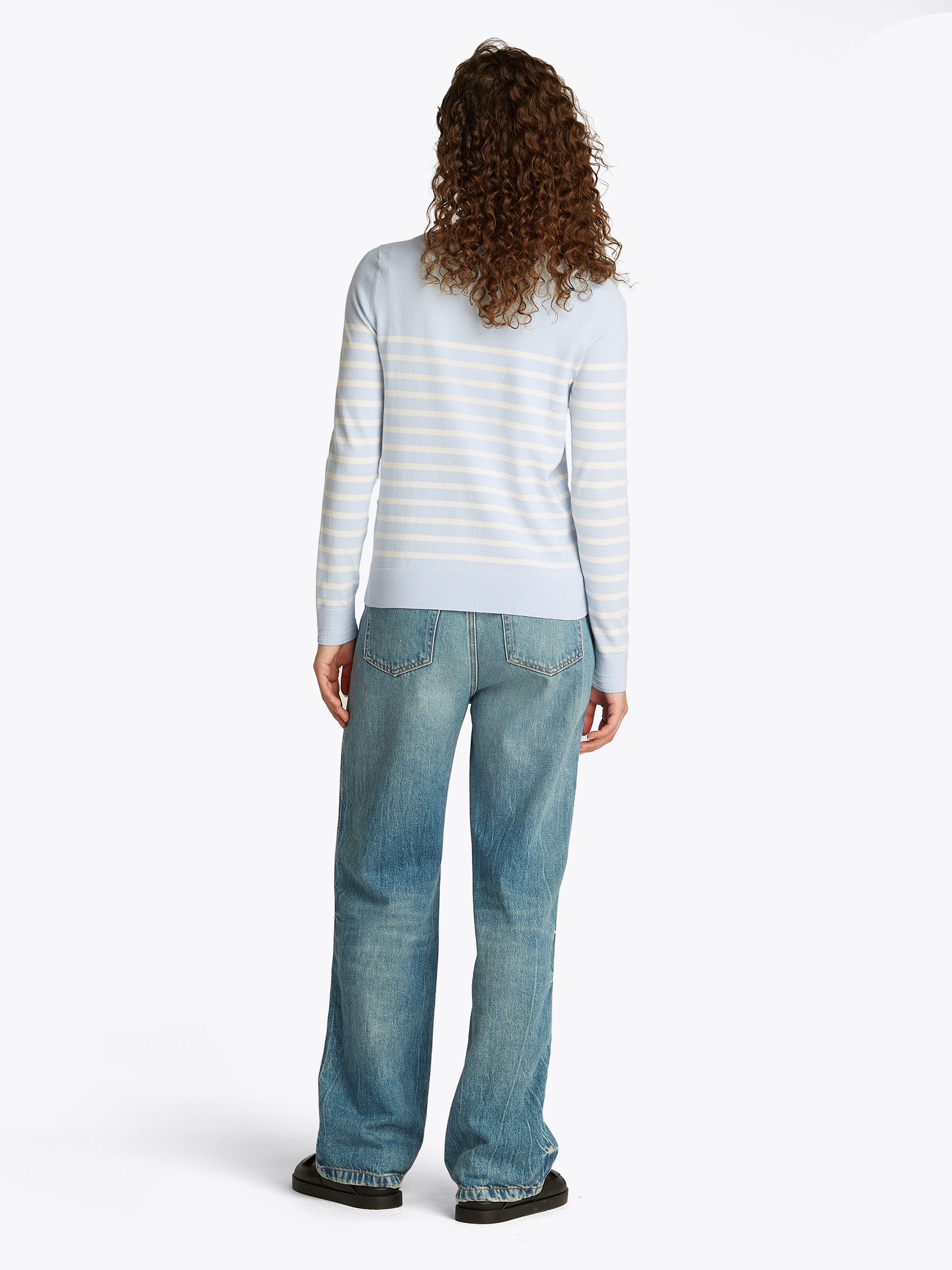 Tommy Hilfiger Gebreide trui CO JERSEY STITCH BOAT-NK SWEATER met -merklabel op de mouw