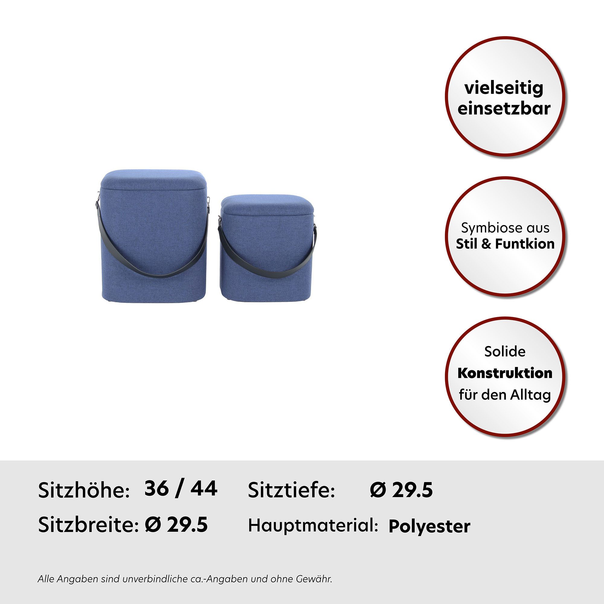 Kayoom Hocker Arabella 225 2-delige set, afneembare zitting, opslagruimte binnenin (set, 2 stuks)