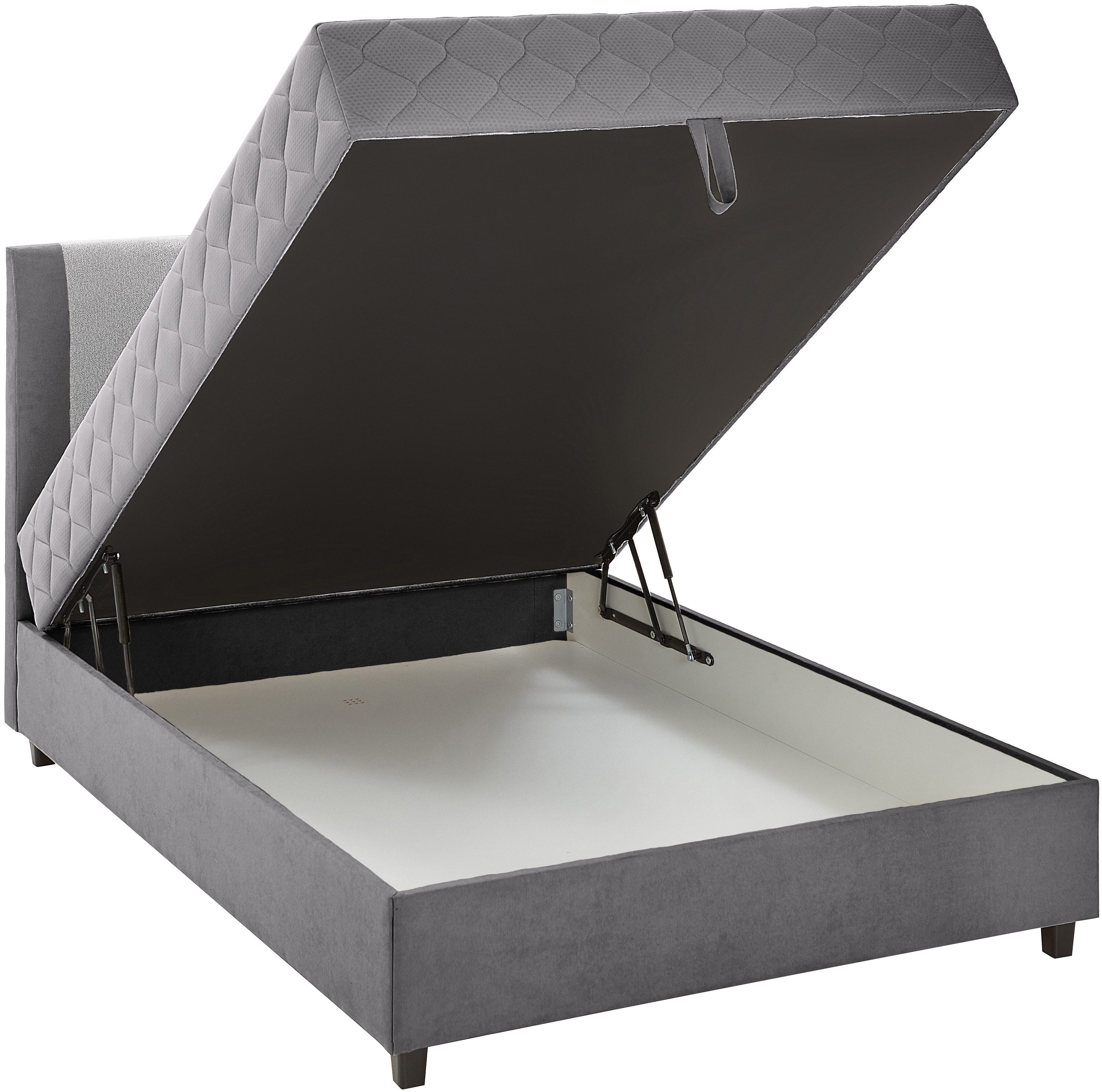 ATLANTIC home collection Boxspring Borgholm met pocketveringsmatras, bedkist en garnering in het hoofdbord