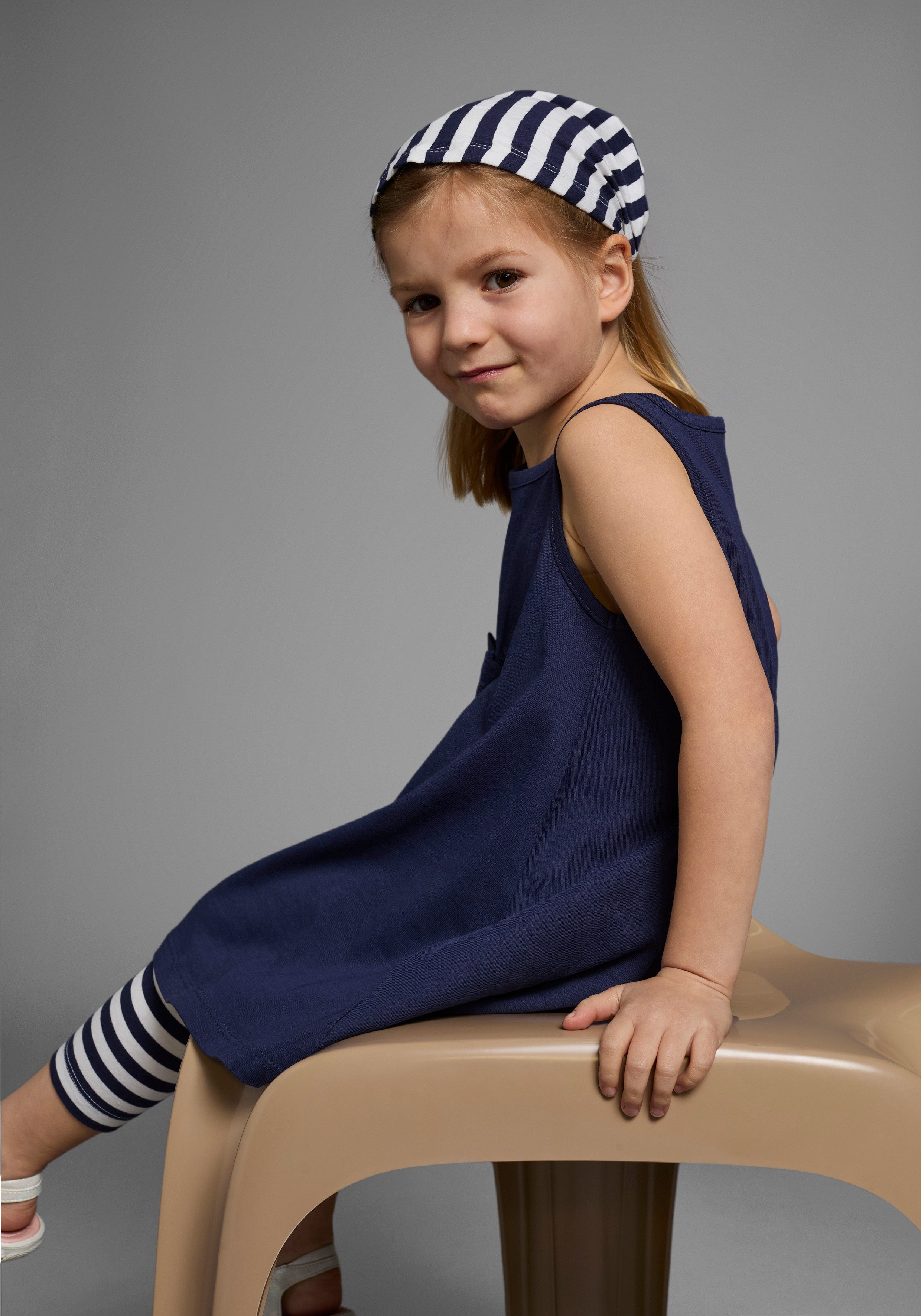 KIDSWORLD Jurk, legging & haarband 3-delig set: jurk, capri en gestreepte haarband (set, 3-delig)