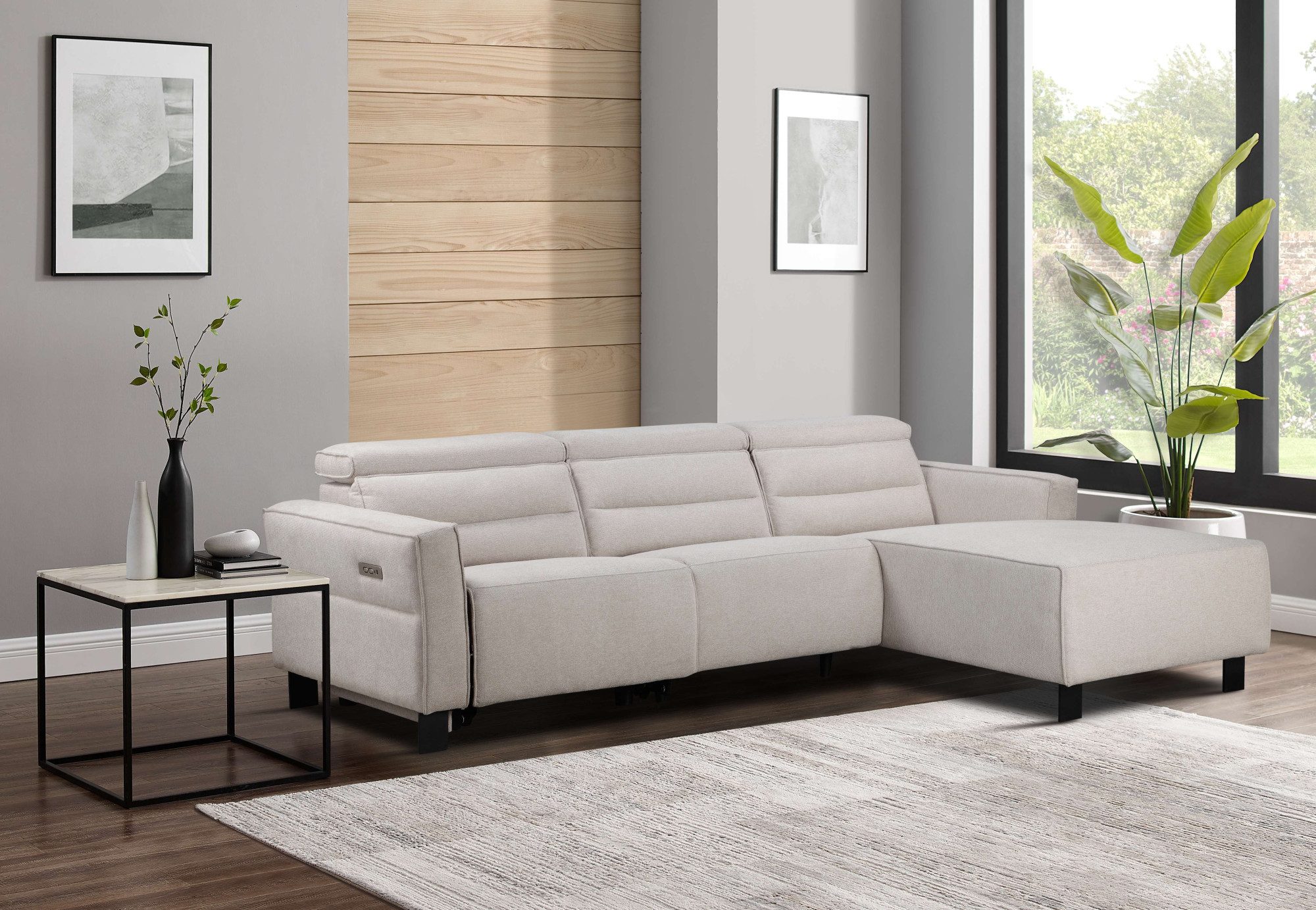 Places of Style Hoekbank Carpari, L-vorm, 263 cm, handmatige of elektrische relaxfunctie