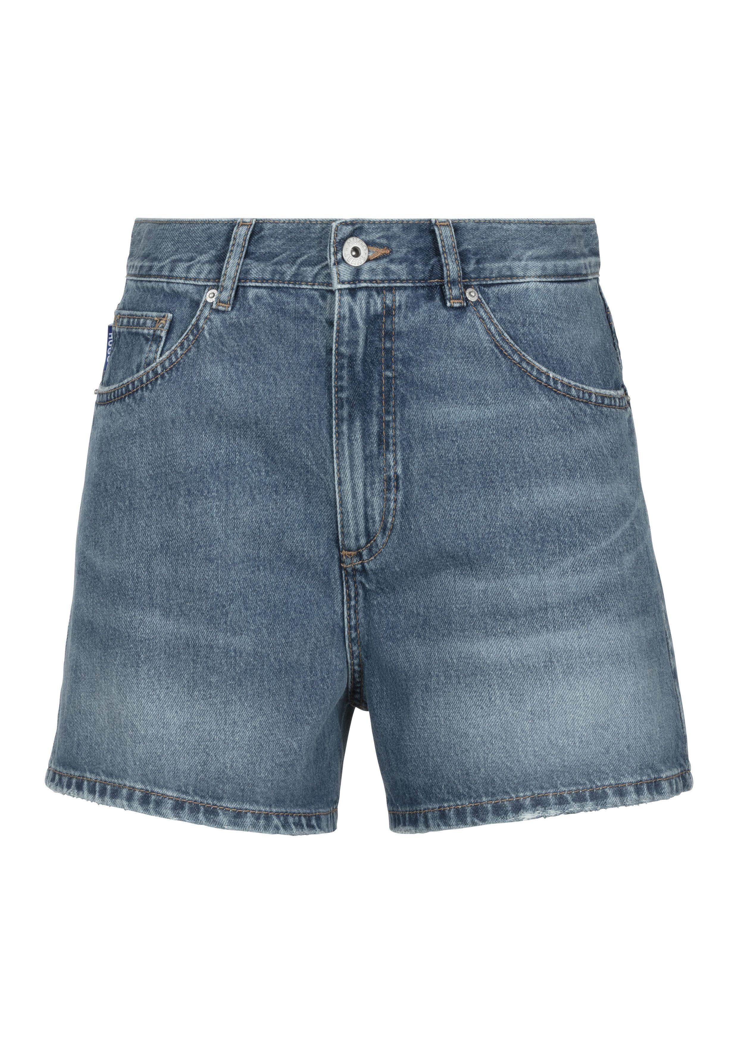 OTTO HUGO Blue Short Gimusa_B Met muntzakje en lederbadge dames shorts maat 33 blauw