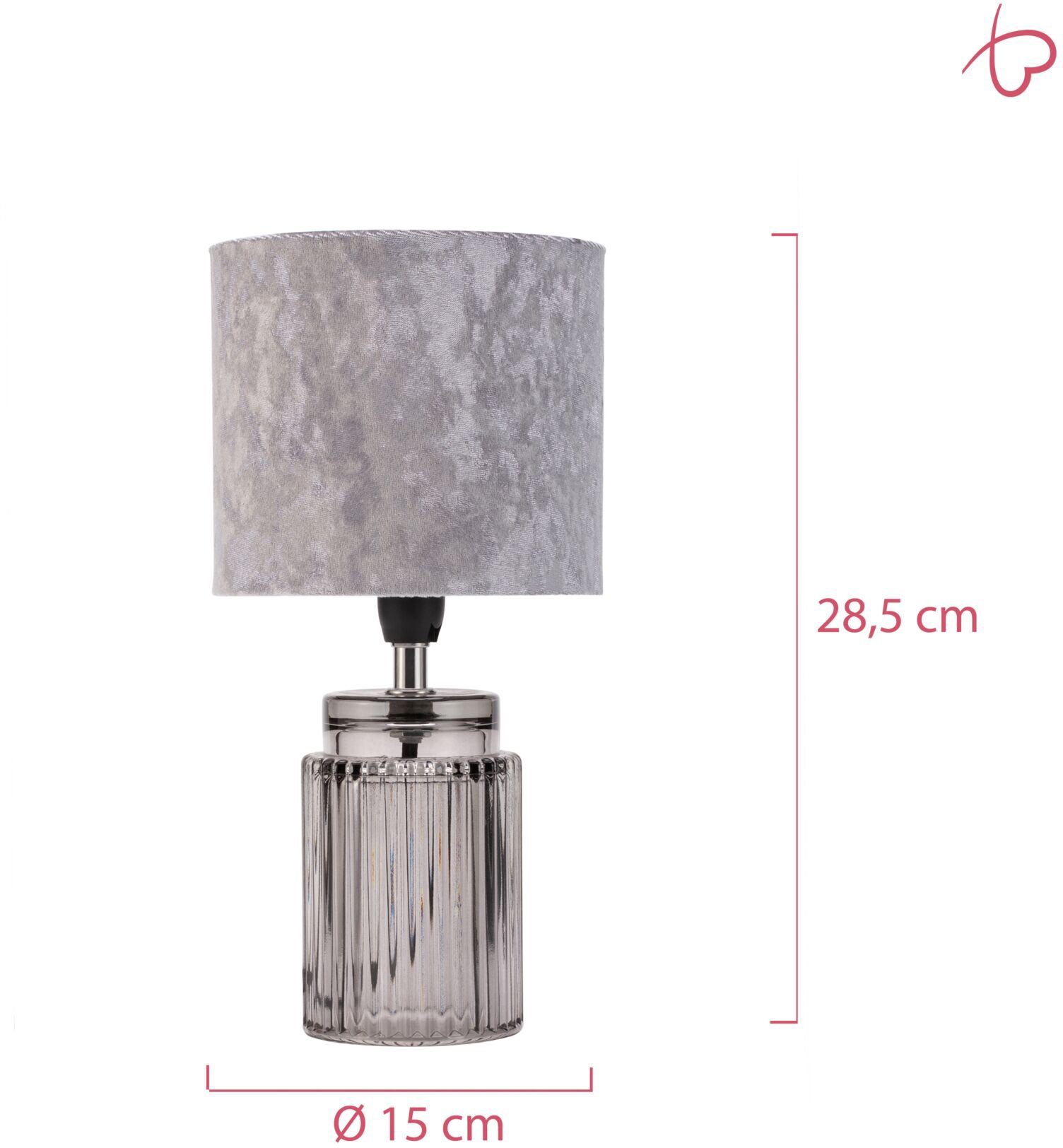 Pauleen Tafellamp Classy Velvet max20W grijs/rookglas 230V fluweel/glas
