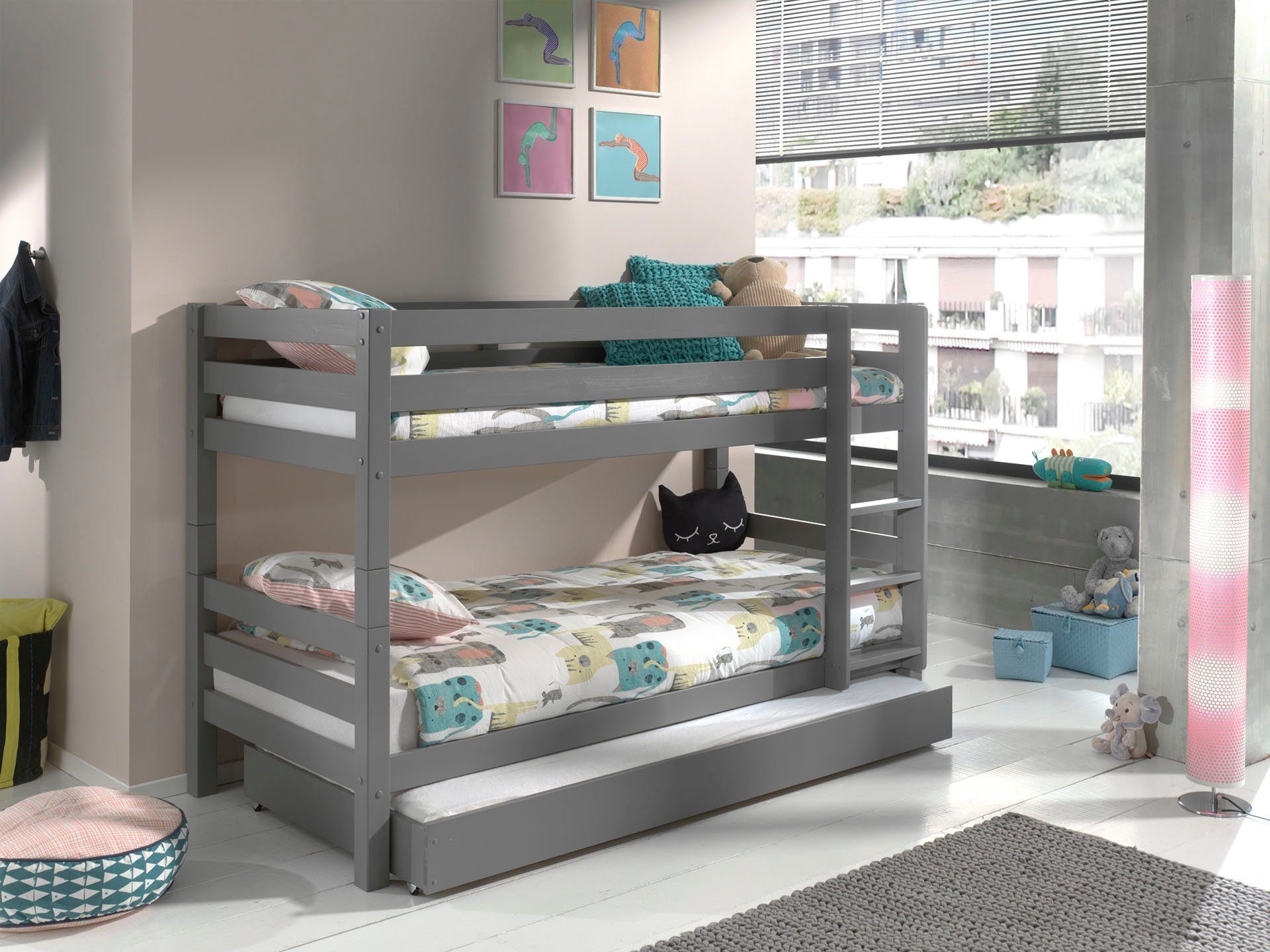 Vipack Stapelbed PINO optioneel met bedlade stapelbedden grijs